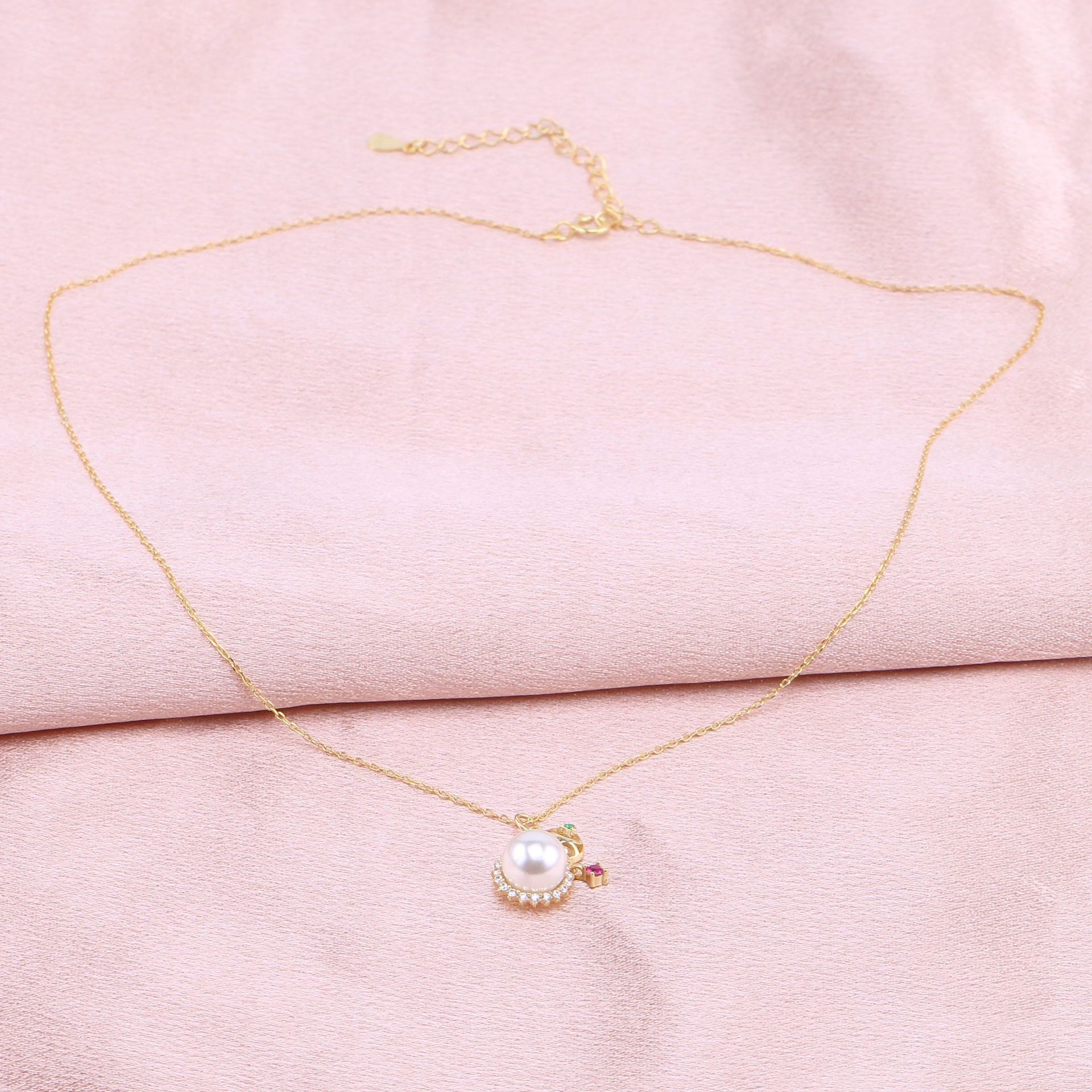 Elegant Flower Sterling Silver Pearl Zircon Pendant Necklace In Bulk display picture 11