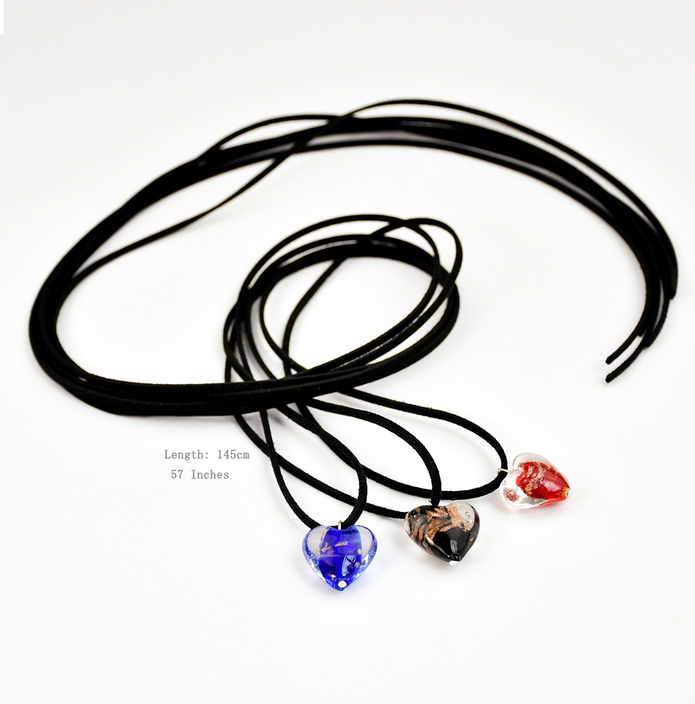 Vintage Style Heart Shape Glass Leather Rope Handmade Women's Pendant Necklace display picture 4