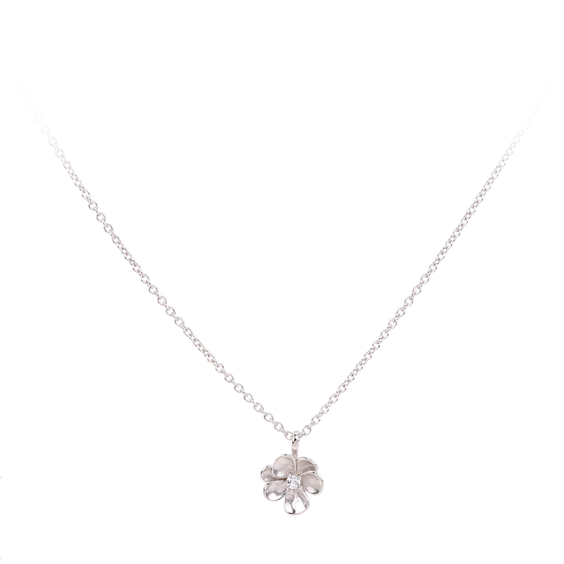 Simple Style Flower Sterling Silver Pearl Pendant Necklace In Bulk display picture 3