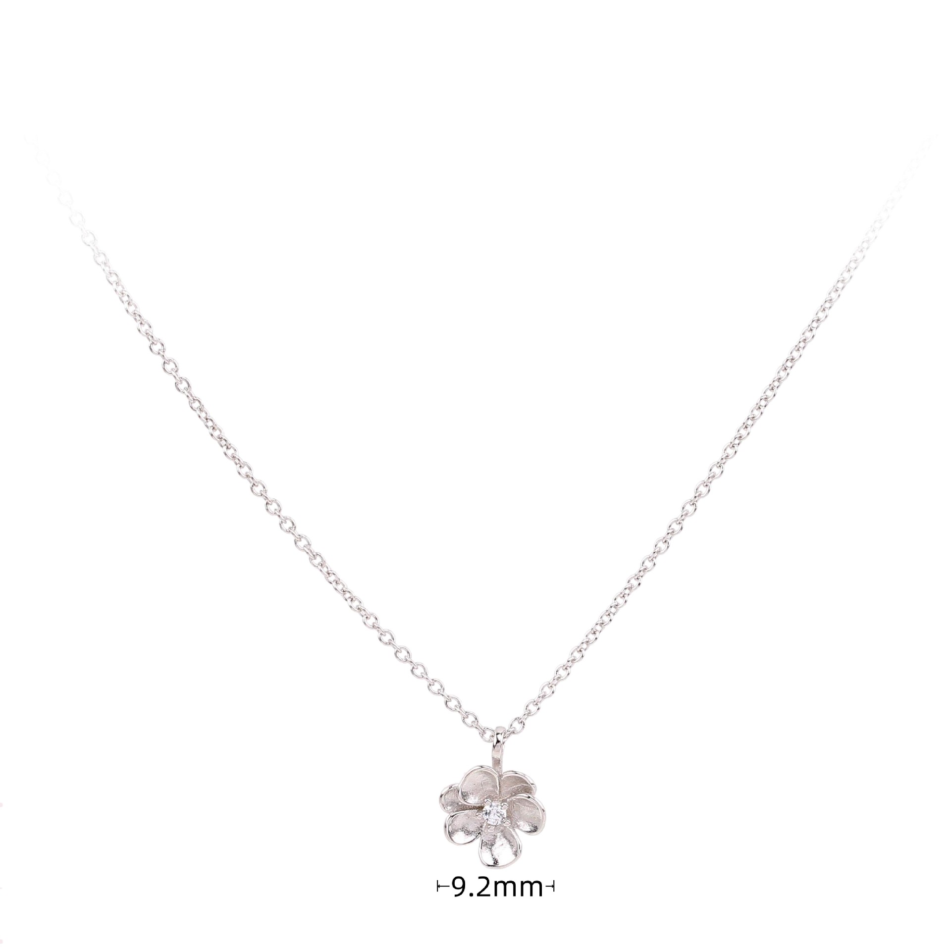 Simple Style Flower Sterling Silver Pearl Pendant Necklace In Bulk display picture 4