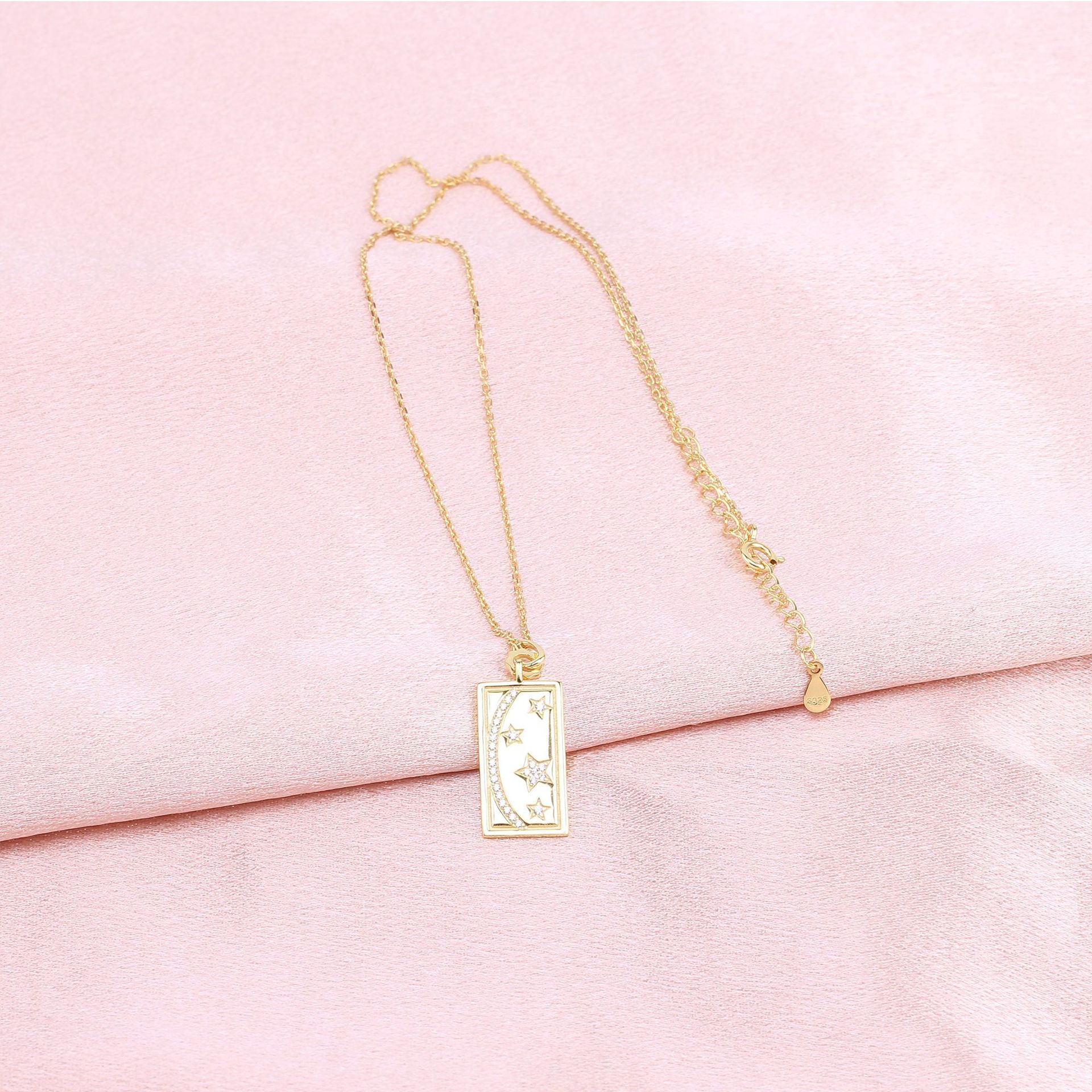 Simple Style Star Sterling Silver 18k Gold Plated Pendant Necklace In Bulk display picture 11