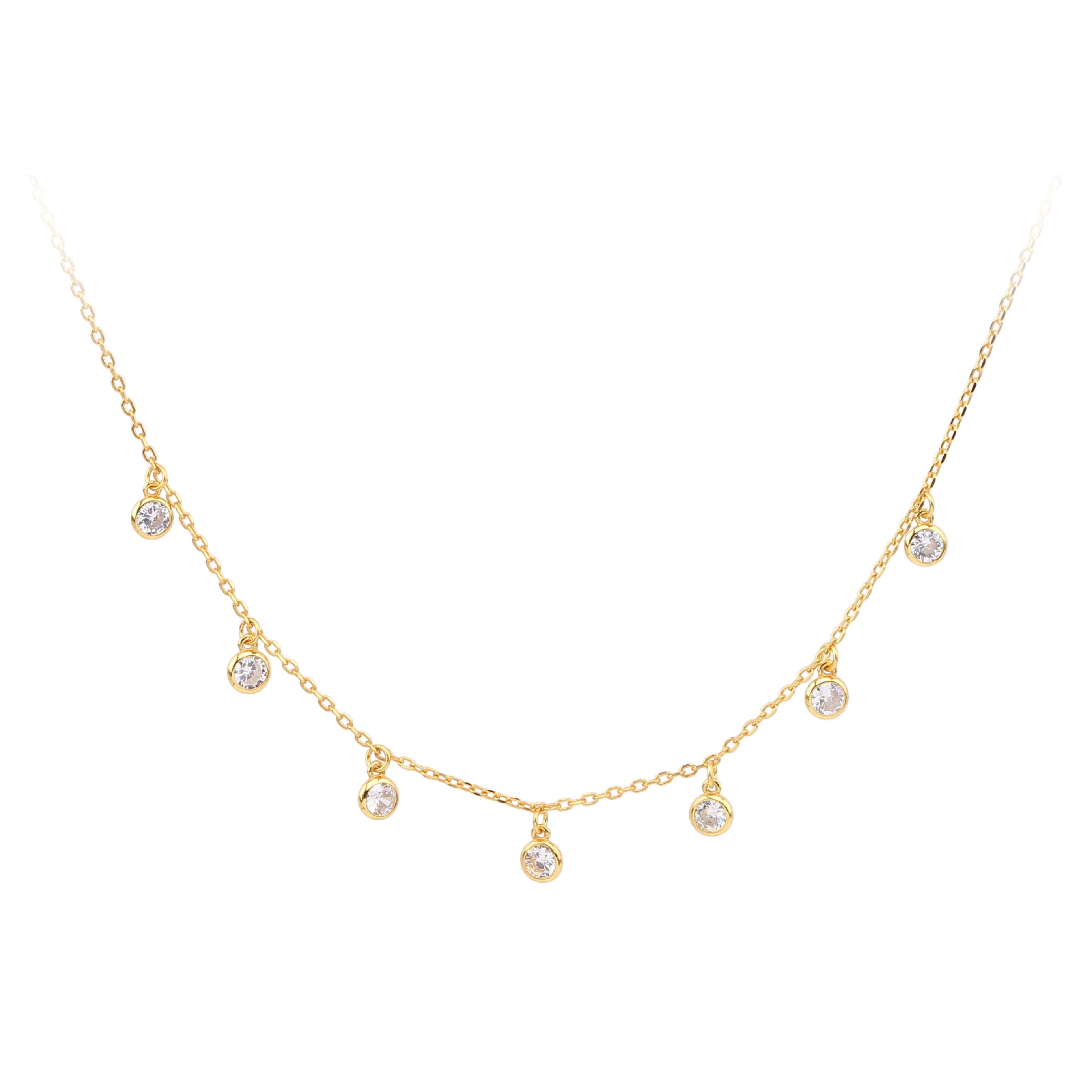 Simple Style Solid Color Sterling Silver 18k Gold Plated Zircon Necklace In Bulk display picture 1