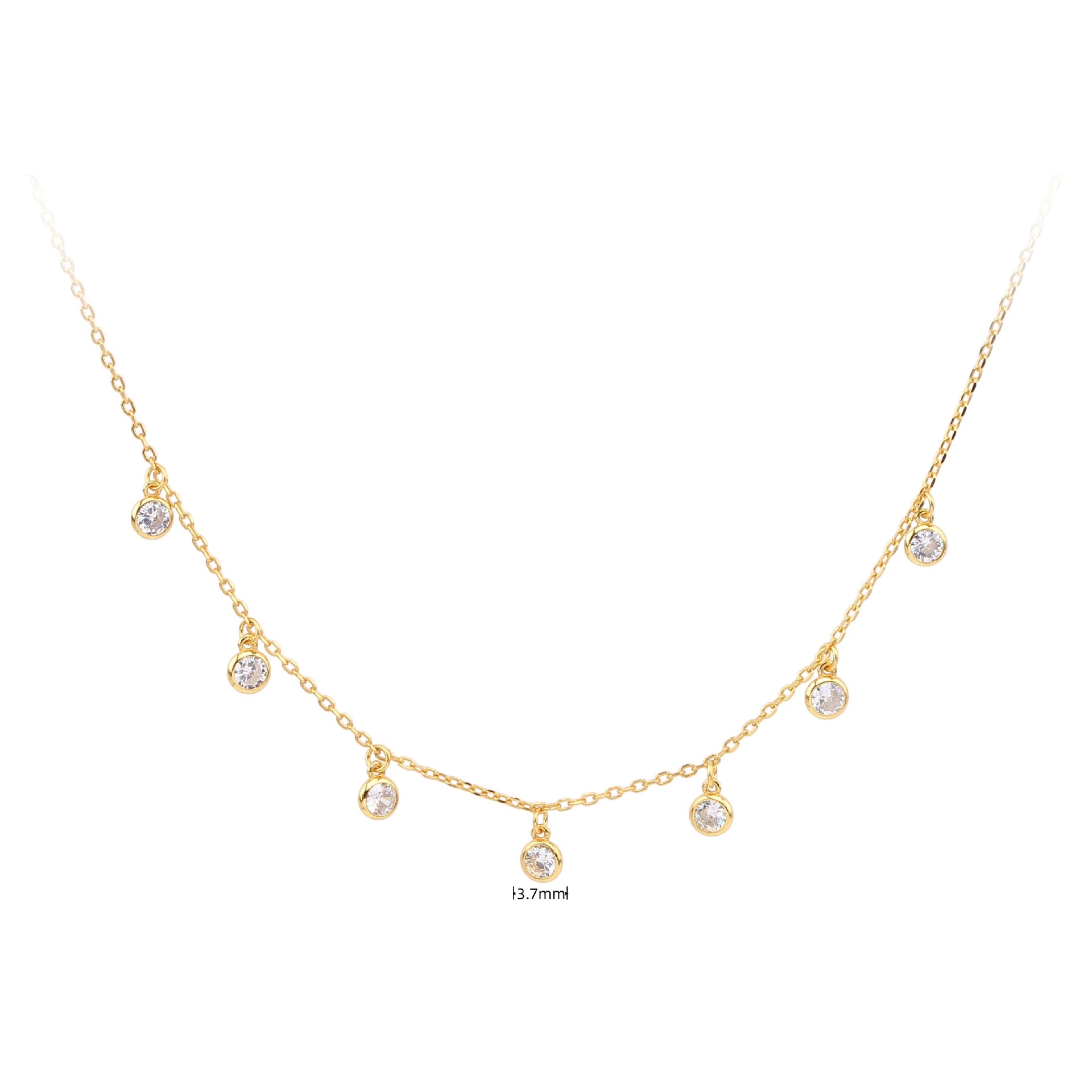 Simple Style Solid Color Sterling Silver 18k Gold Plated Zircon Necklace In Bulk display picture 2