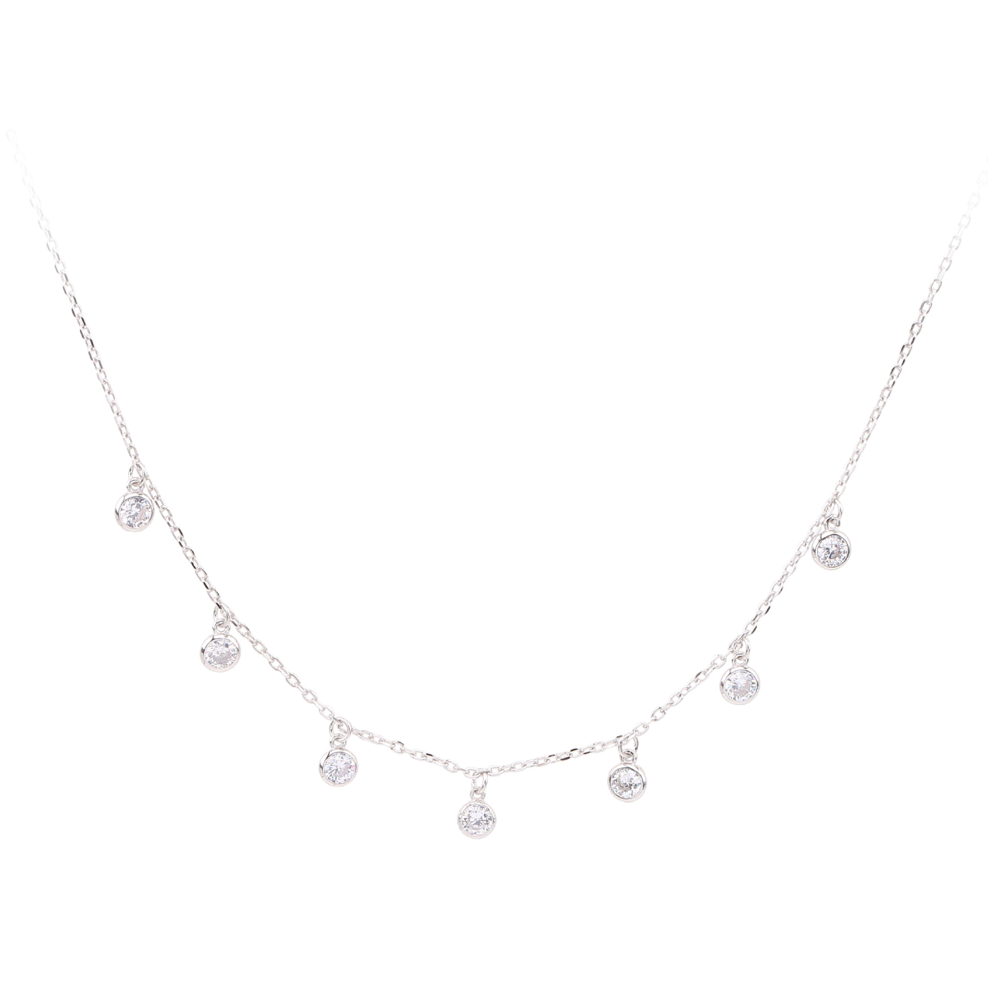 Simple Style Solid Color Sterling Silver 18k Gold Plated Zircon Necklace In Bulk display picture 3