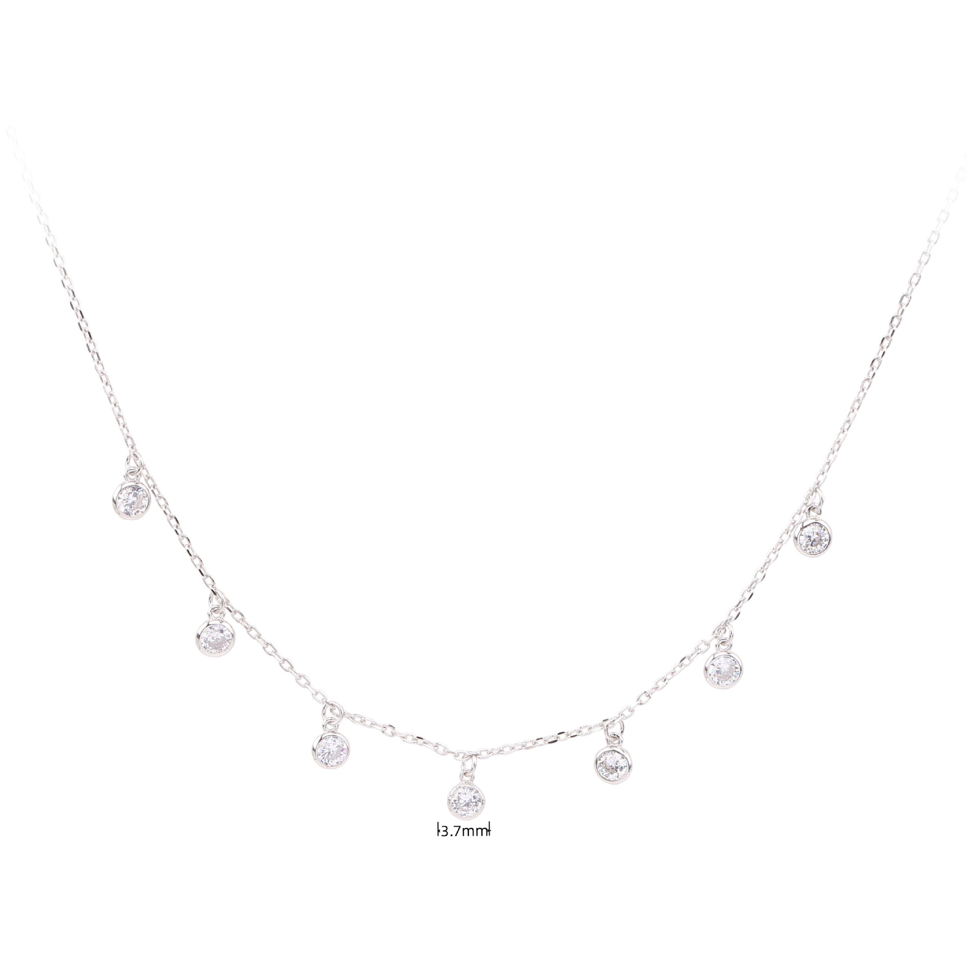 Simple Style Solid Color Sterling Silver 18k Gold Plated Zircon Necklace In Bulk display picture 4