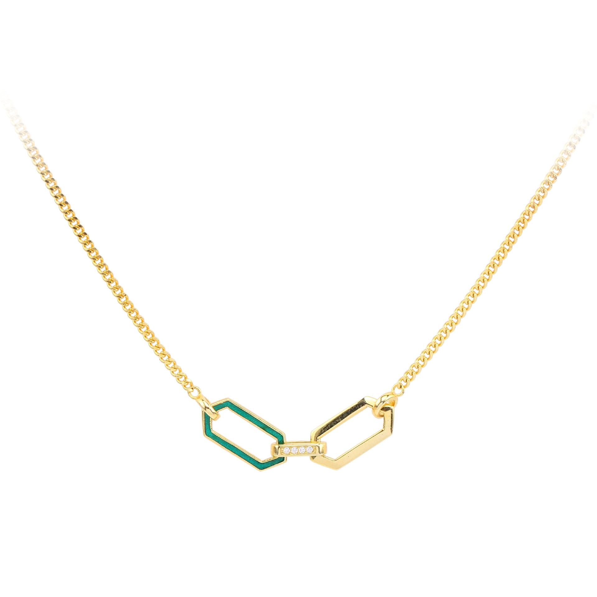 Sweet Color Block Sterling Silver 18k Gold Plated Necklace In Bulk display picture 1