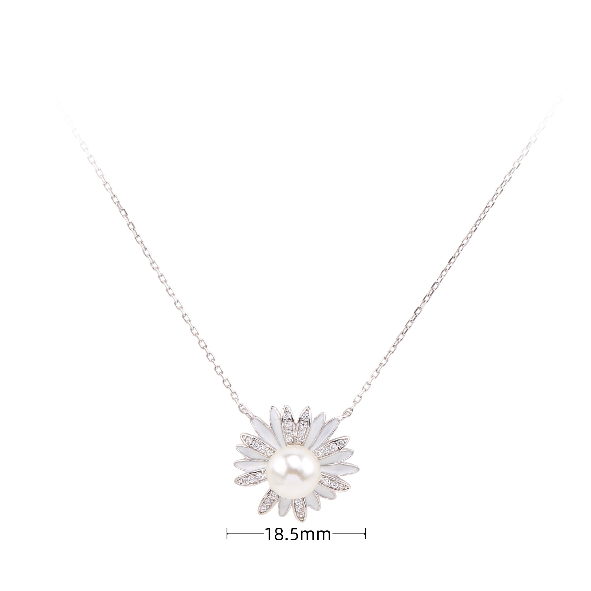 Sweet Flower Sterling Silver Zircon Pendant Necklace In Bulk display picture 4