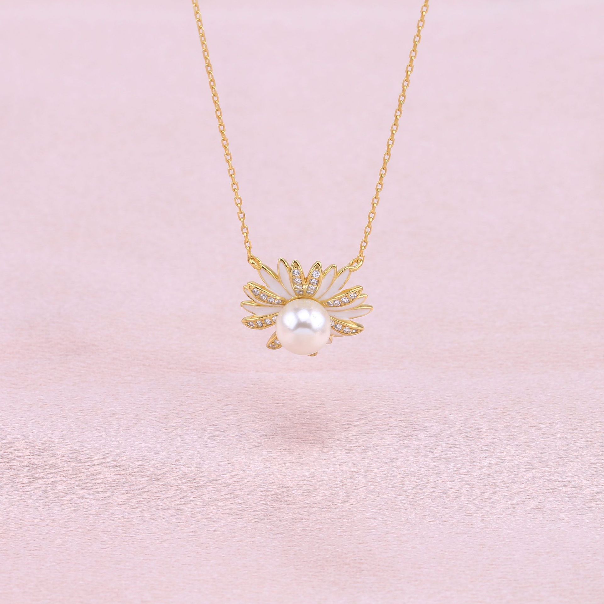 Sweet Flower Sterling Silver Zircon Pendant Necklace In Bulk display picture 9