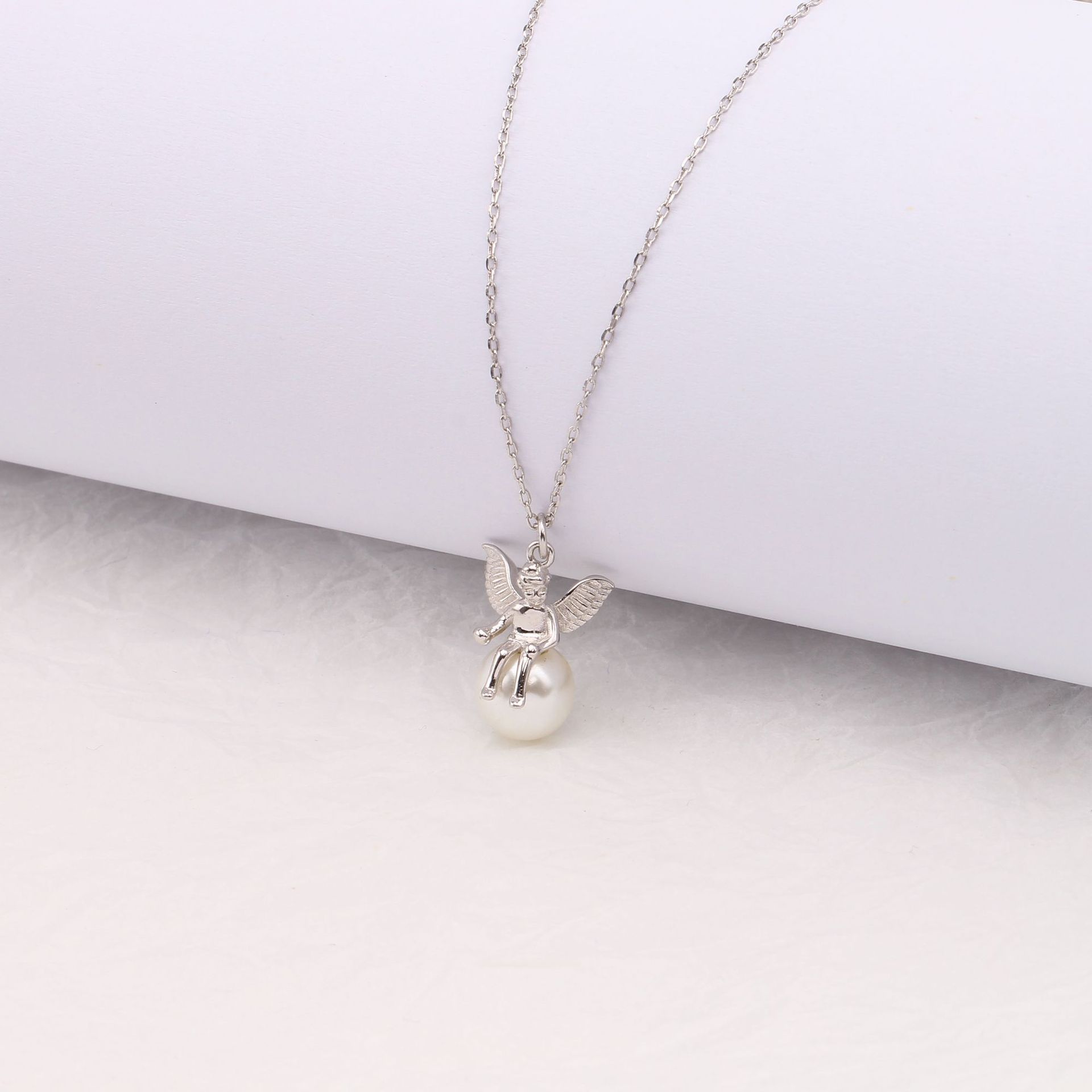 Simple Style Cartoon Character Sterling Silver Pearl Pendant Necklace In Bulk display picture 8