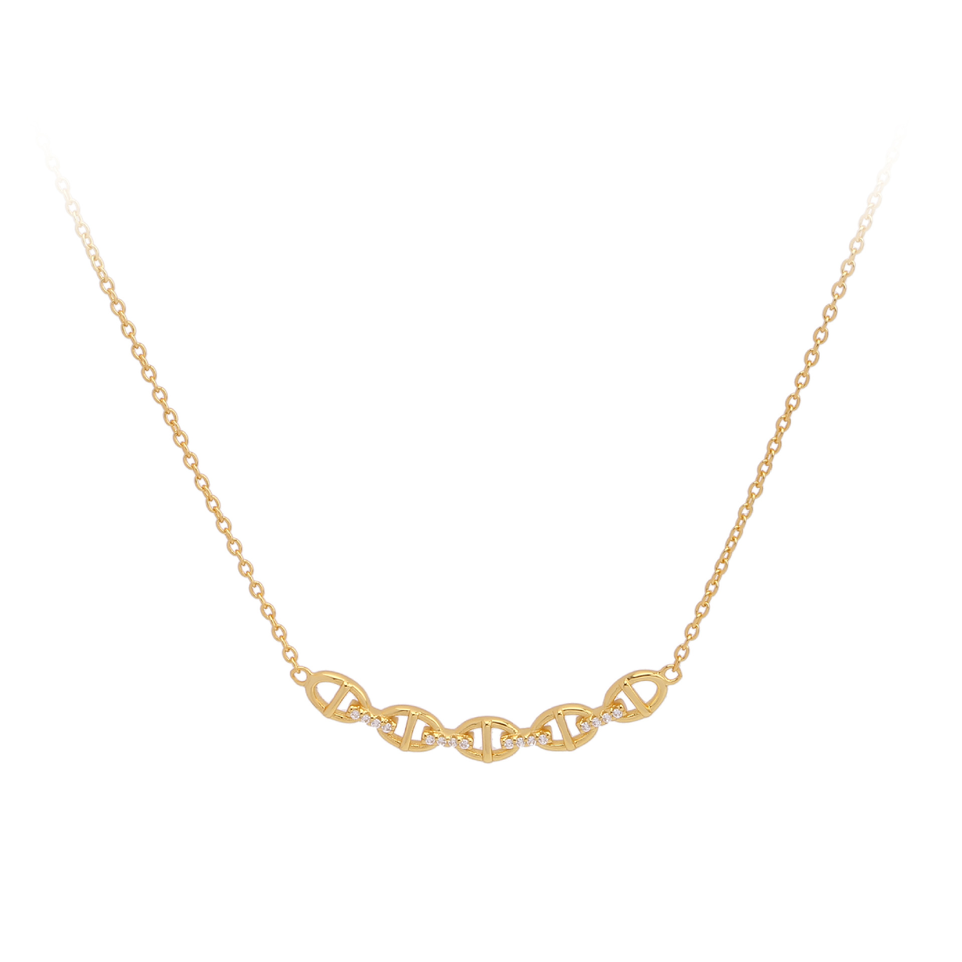 Basic Solid Color Sterling Silver 18k Gold Plated Zircon Necklace In Bulk display picture 1