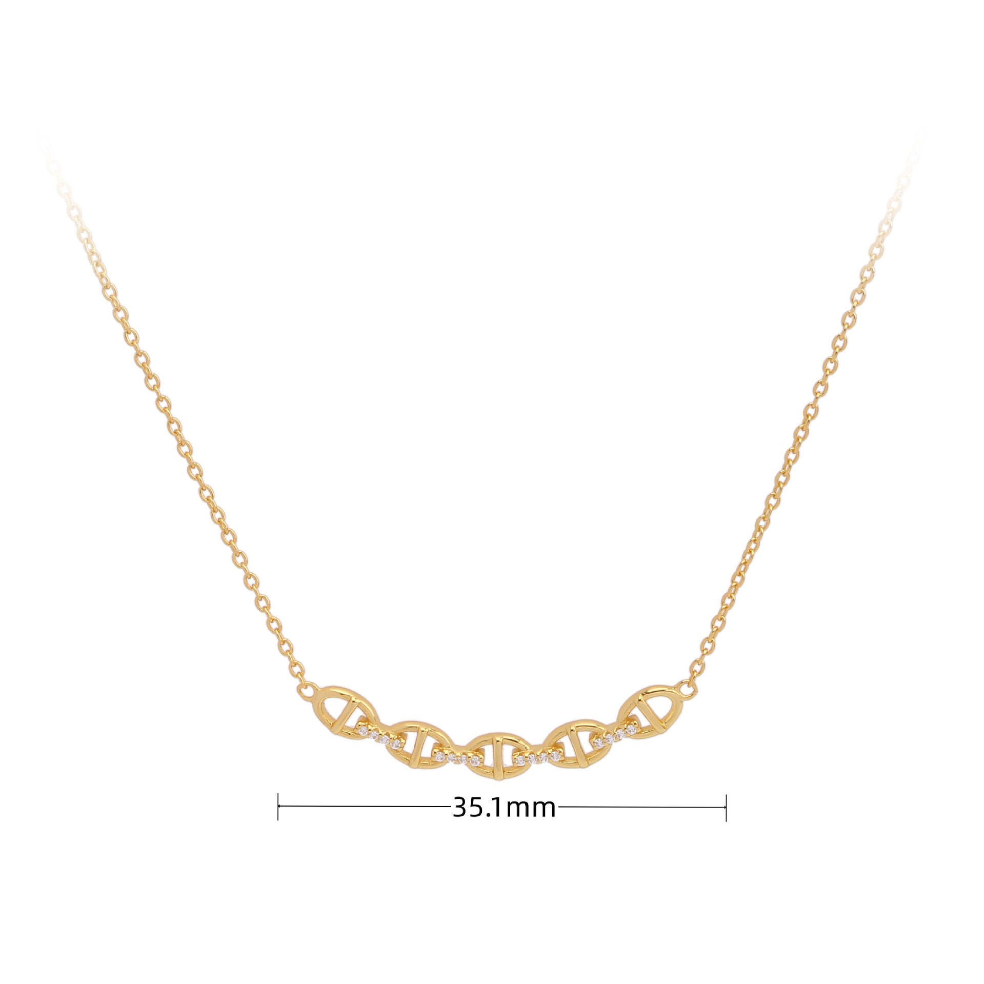 Basic Solid Color Sterling Silver 18k Gold Plated Zircon Necklace In Bulk display picture 2