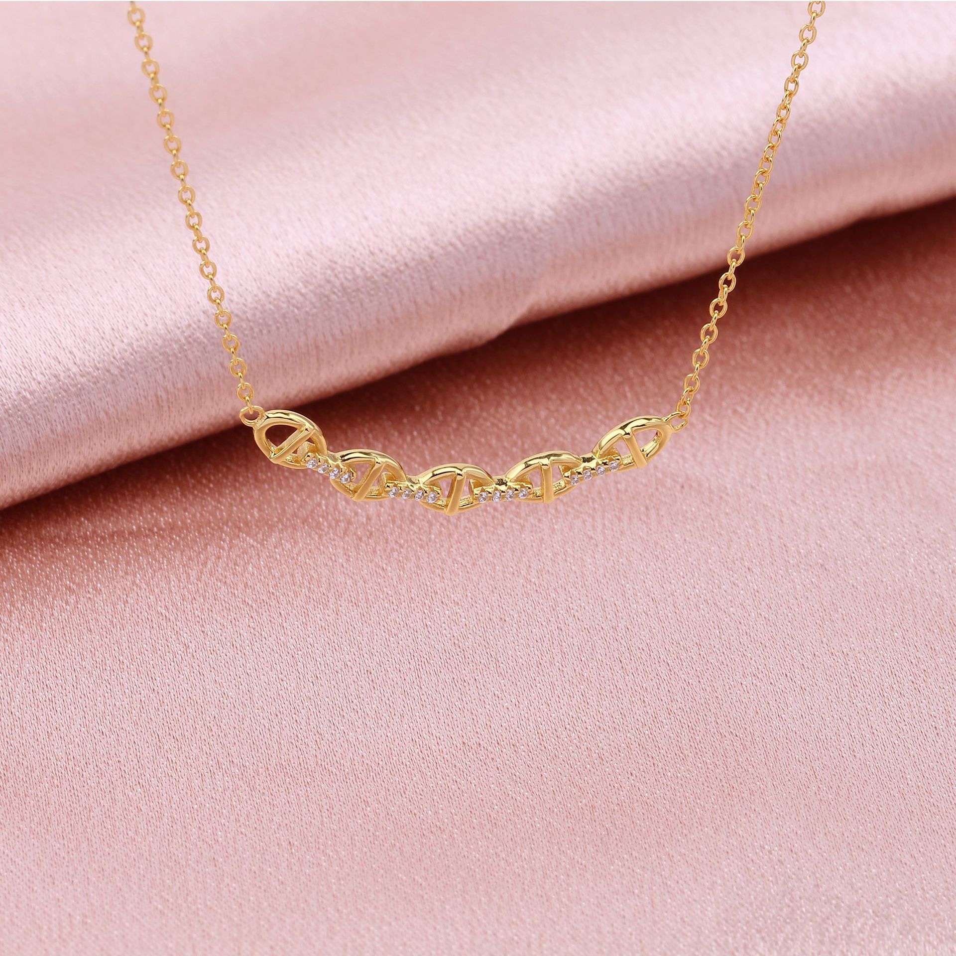 Basic Solid Color Sterling Silver 18k Gold Plated Zircon Necklace In Bulk display picture 9