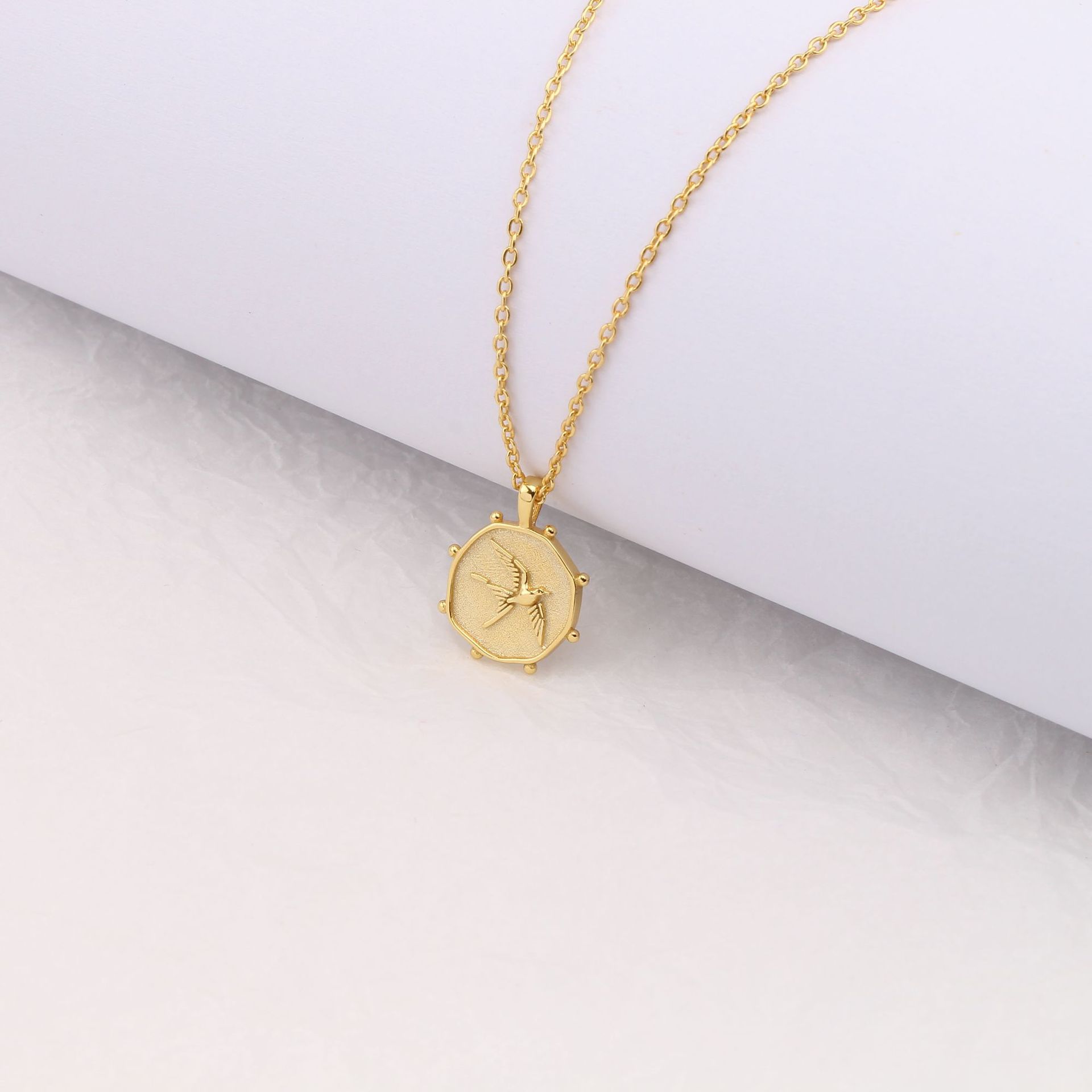 Simple Style Solid Color Sterling Silver 18k Gold Plated Pendant Necklace In Bulk display picture 7