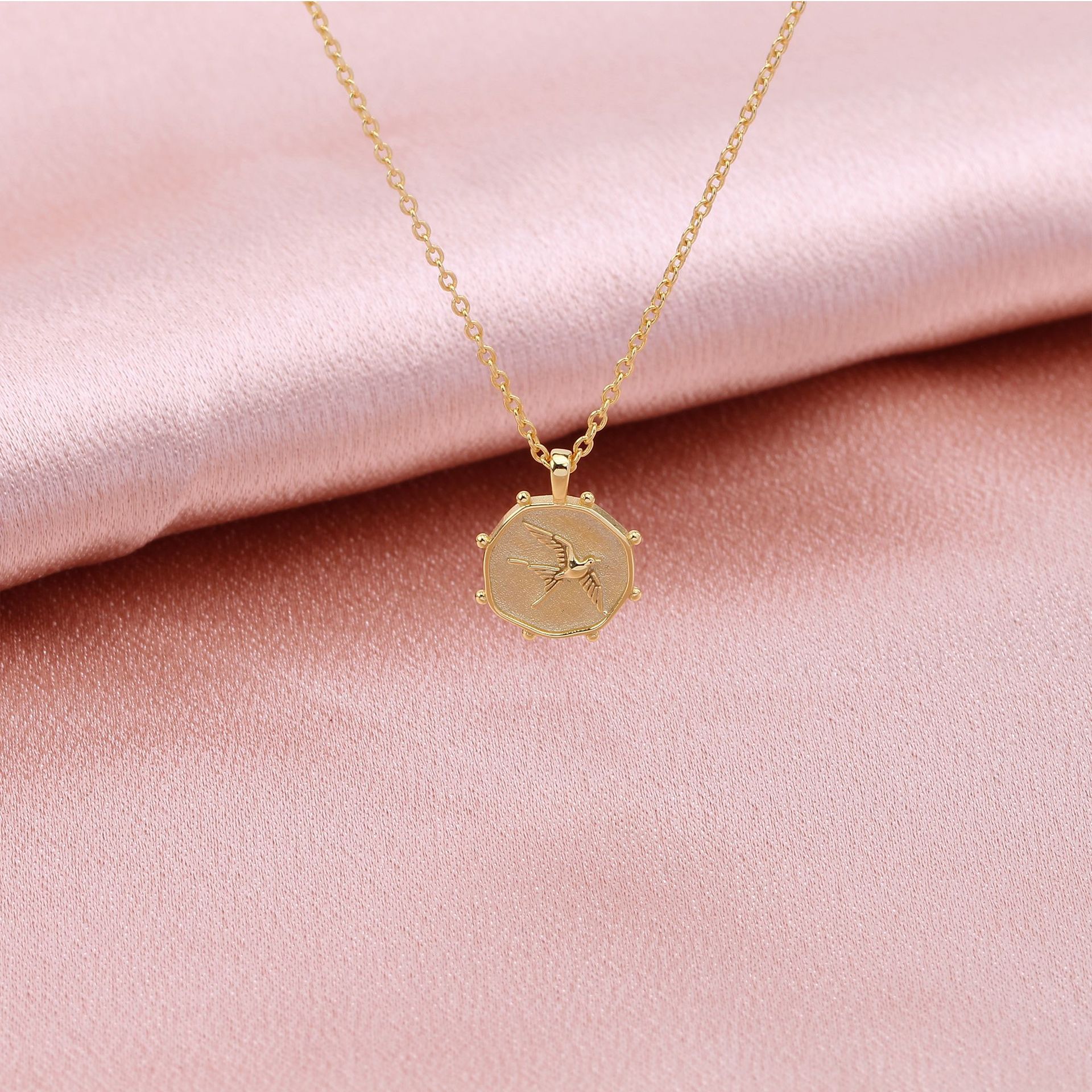 Simple Style Solid Color Sterling Silver 18k Gold Plated Pendant Necklace In Bulk display picture 9