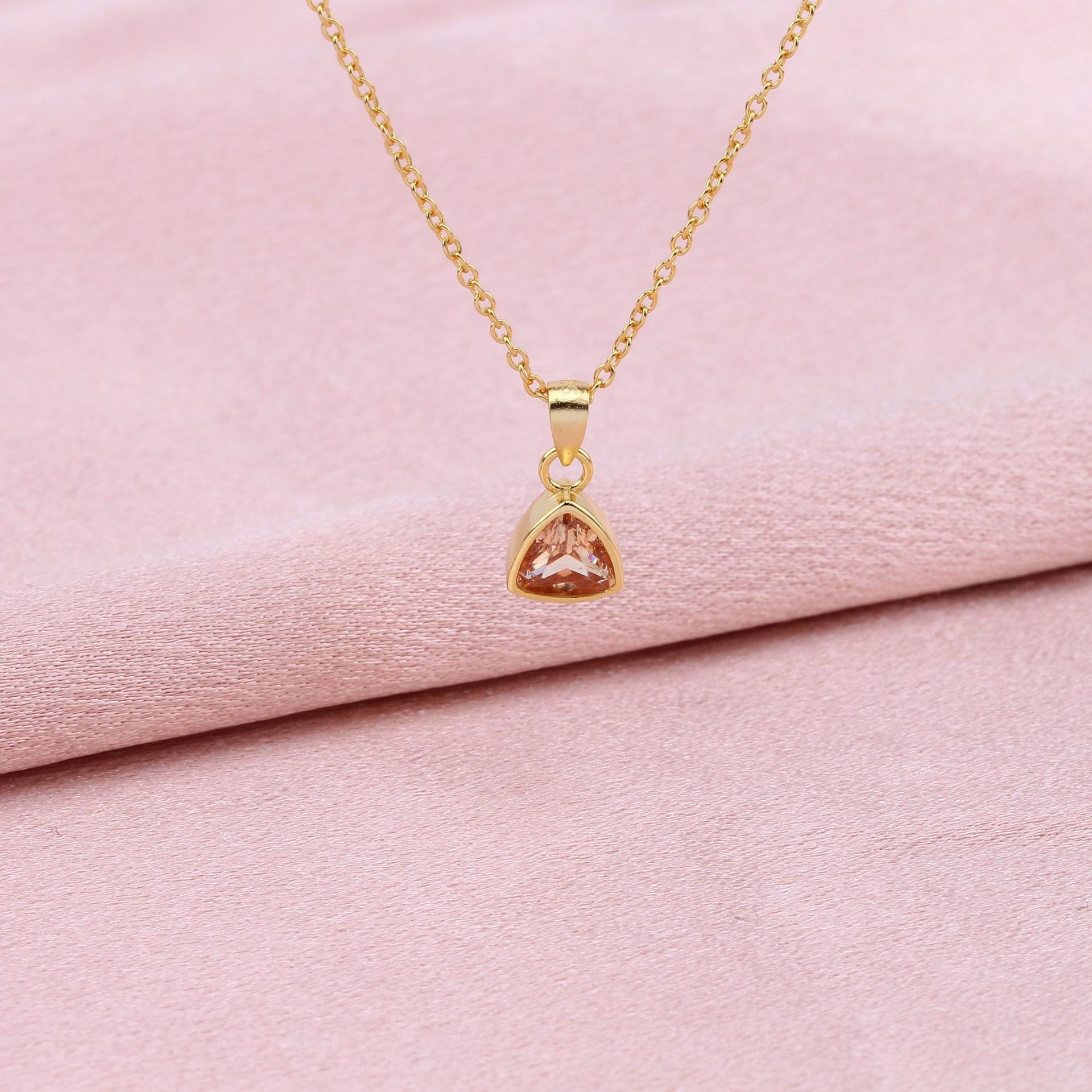 Simple Style Triangle Sterling Silver Zircon Pendant Necklace In Bulk display picture 9