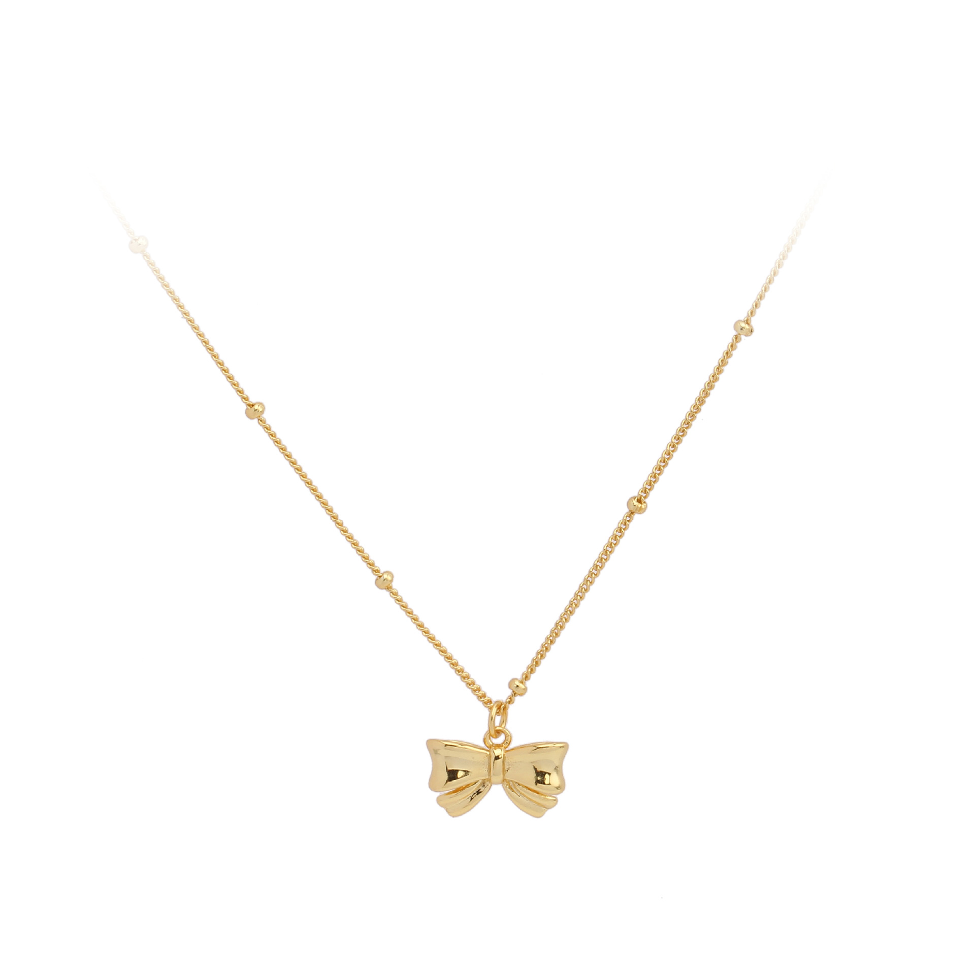 Cute Bow Knot Sterling Silver 18k Gold Plated Pendant Necklace In Bulk display picture 1