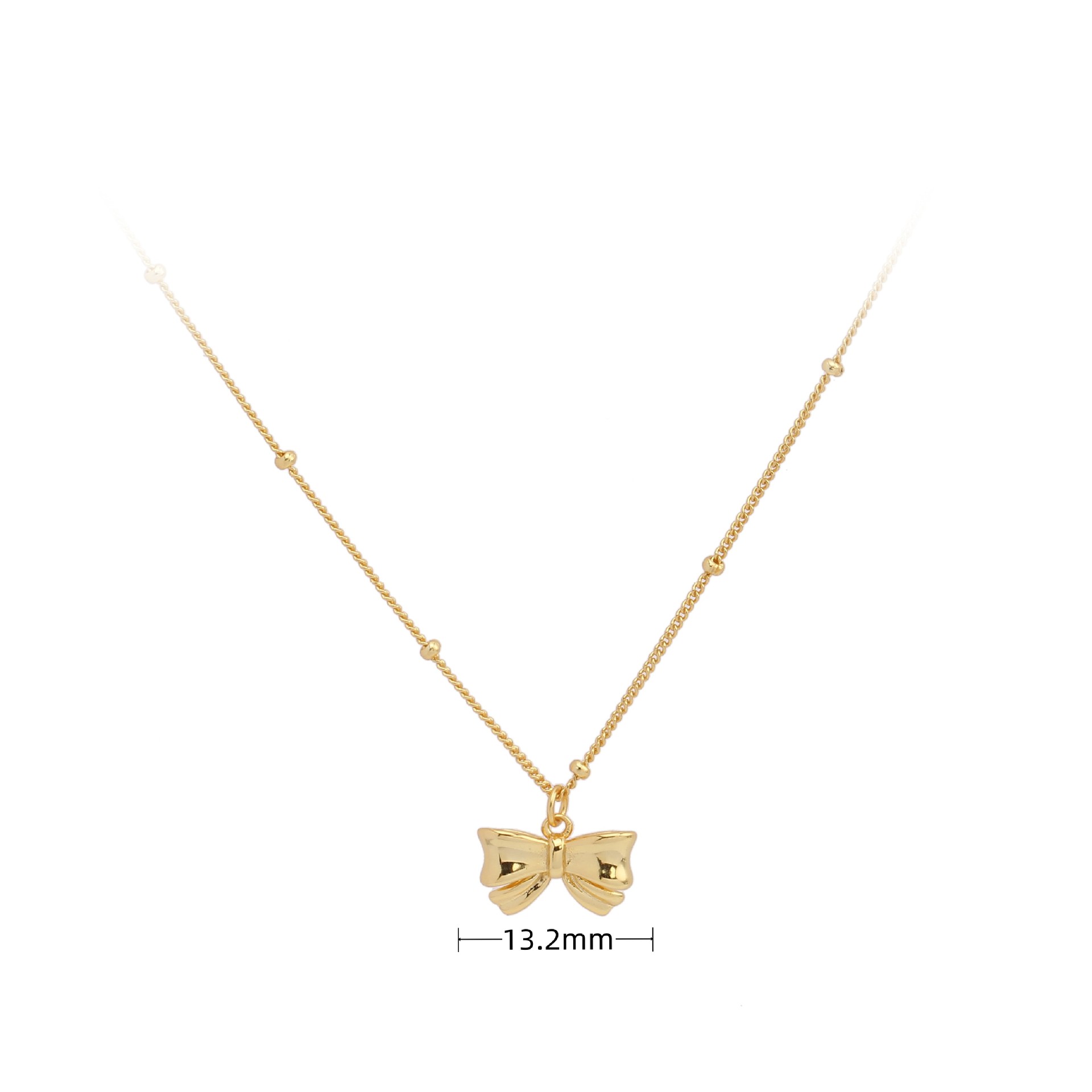 Cute Bow Knot Sterling Silver 18k Gold Plated Pendant Necklace In Bulk display picture 2
