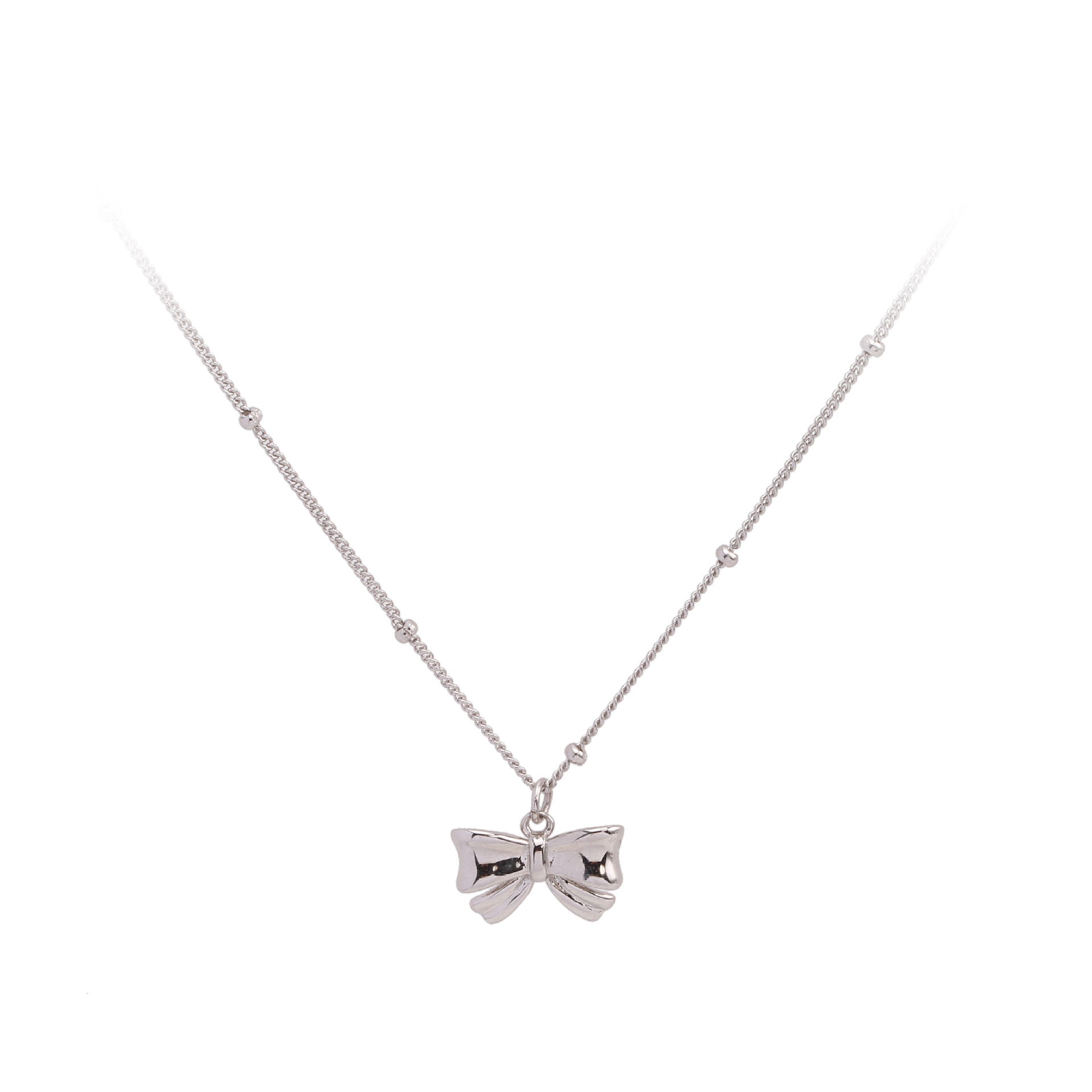 Cute Bow Knot Sterling Silver 18k Gold Plated Pendant Necklace In Bulk display picture 3