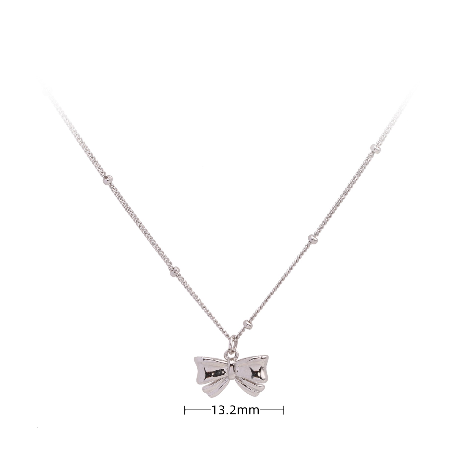 Cute Bow Knot Sterling Silver 18k Gold Plated Pendant Necklace In Bulk display picture 4