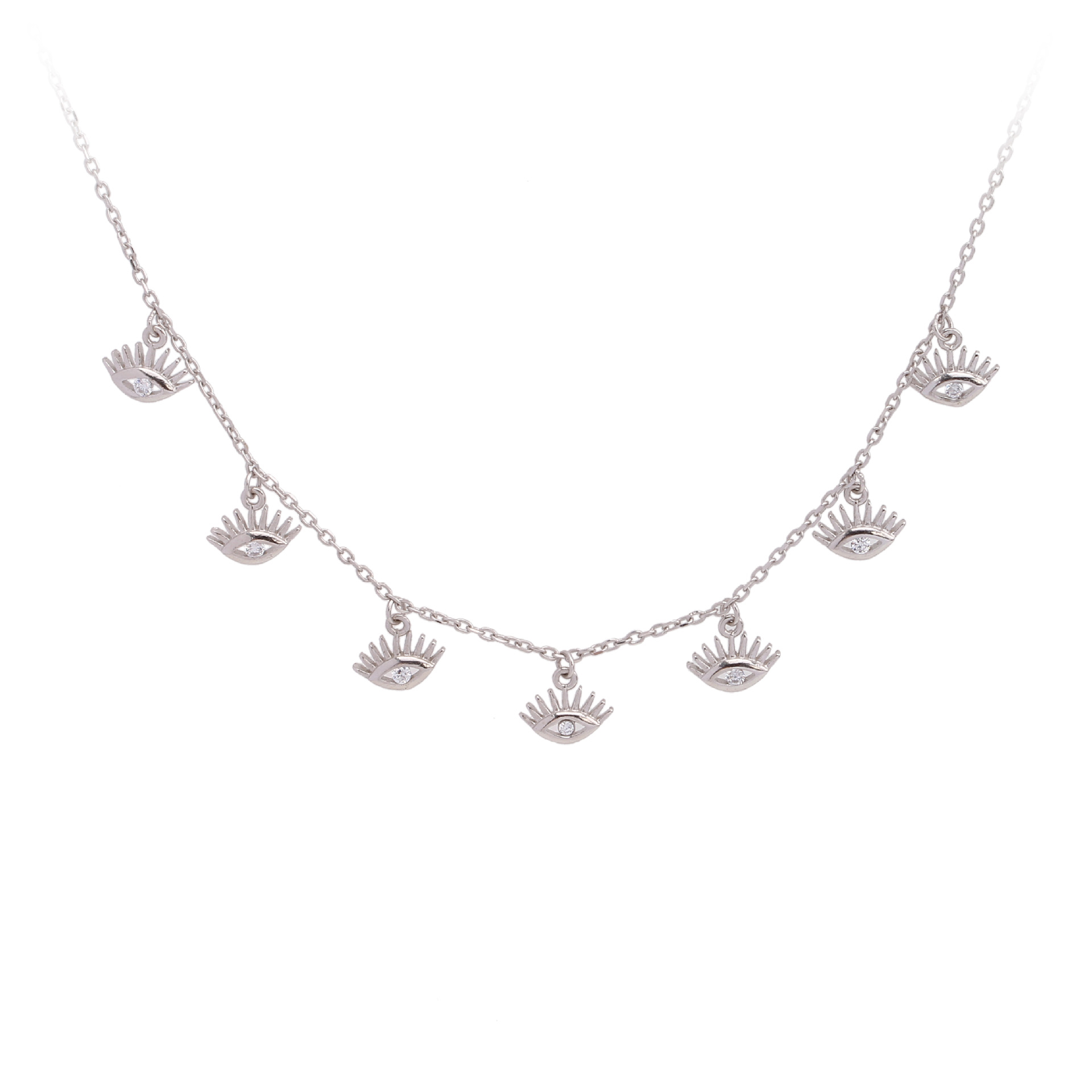Simple Style Round Sterling Silver 18k Gold Plated Zircon Necklace In Bulk display picture 3