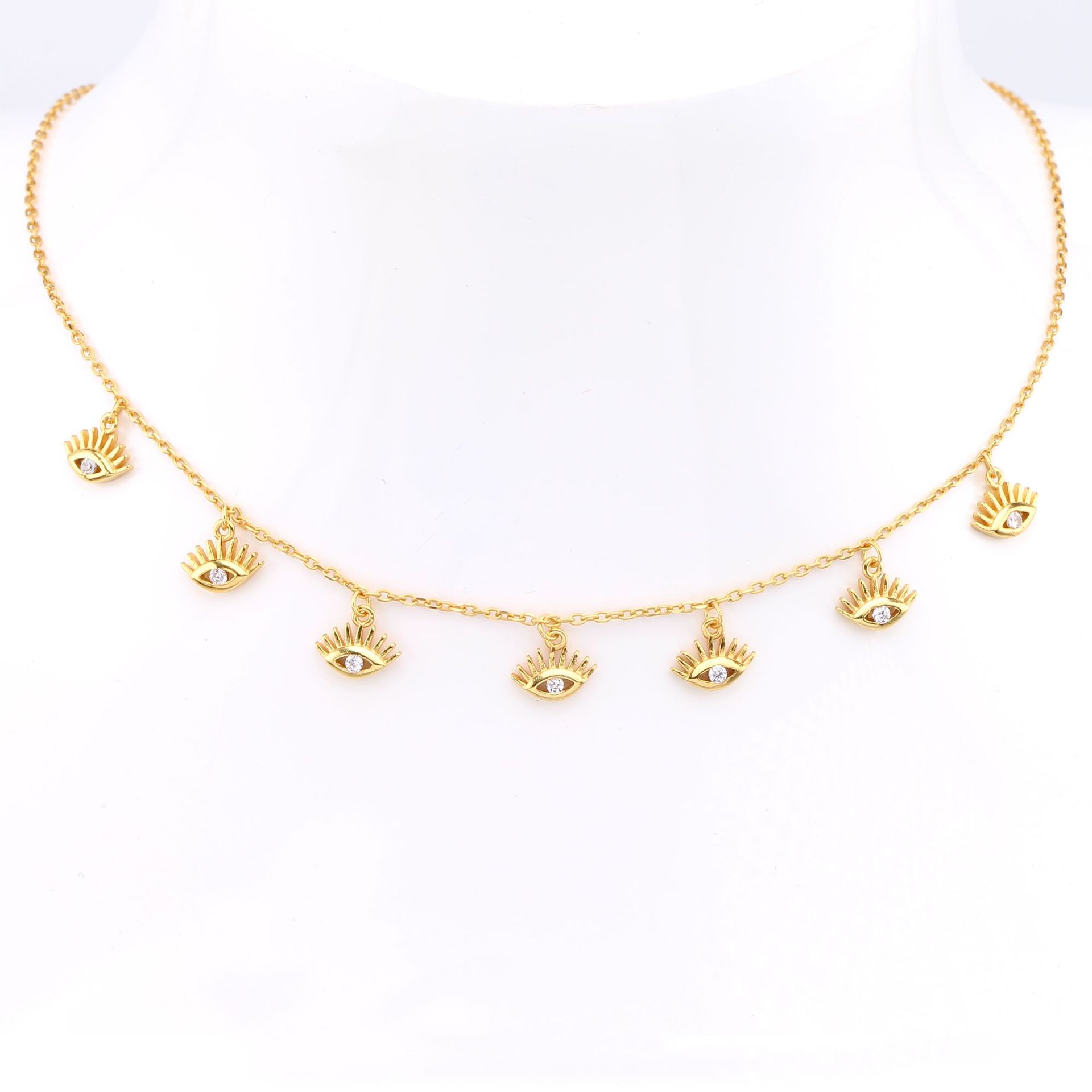 Simple Style Round Sterling Silver 18k Gold Plated Zircon Necklace In Bulk display picture 5