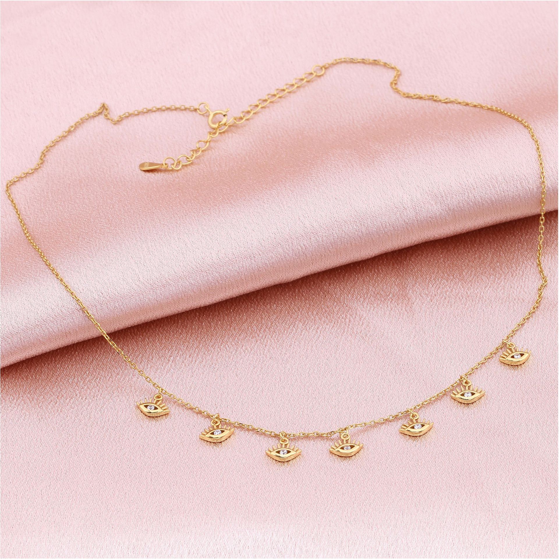 Simple Style Round Sterling Silver 18k Gold Plated Zircon Necklace In Bulk display picture 9