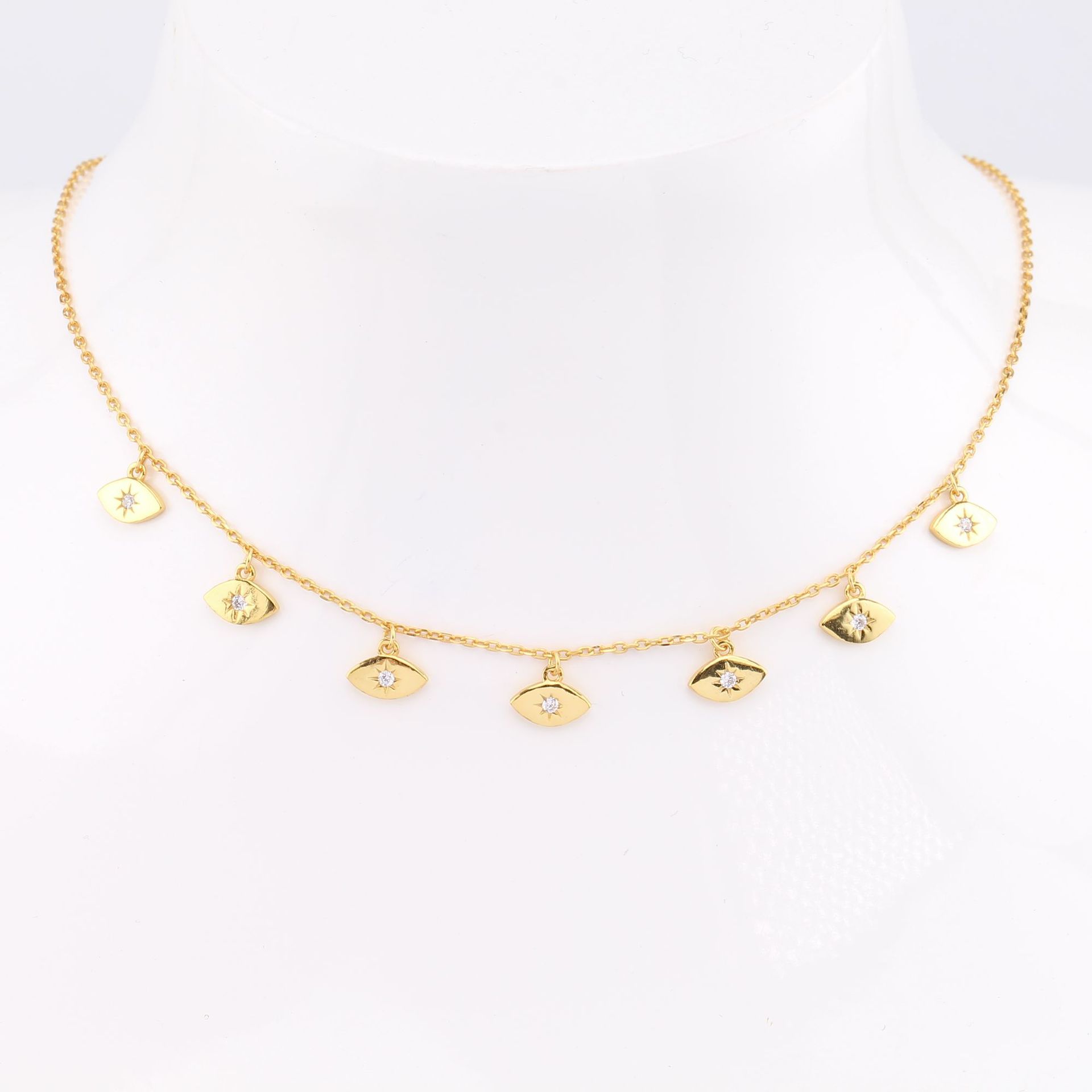 Simple Style Solid Color Sterling Silver 18k Gold Plated Zircon Necklace In Bulk display picture 5