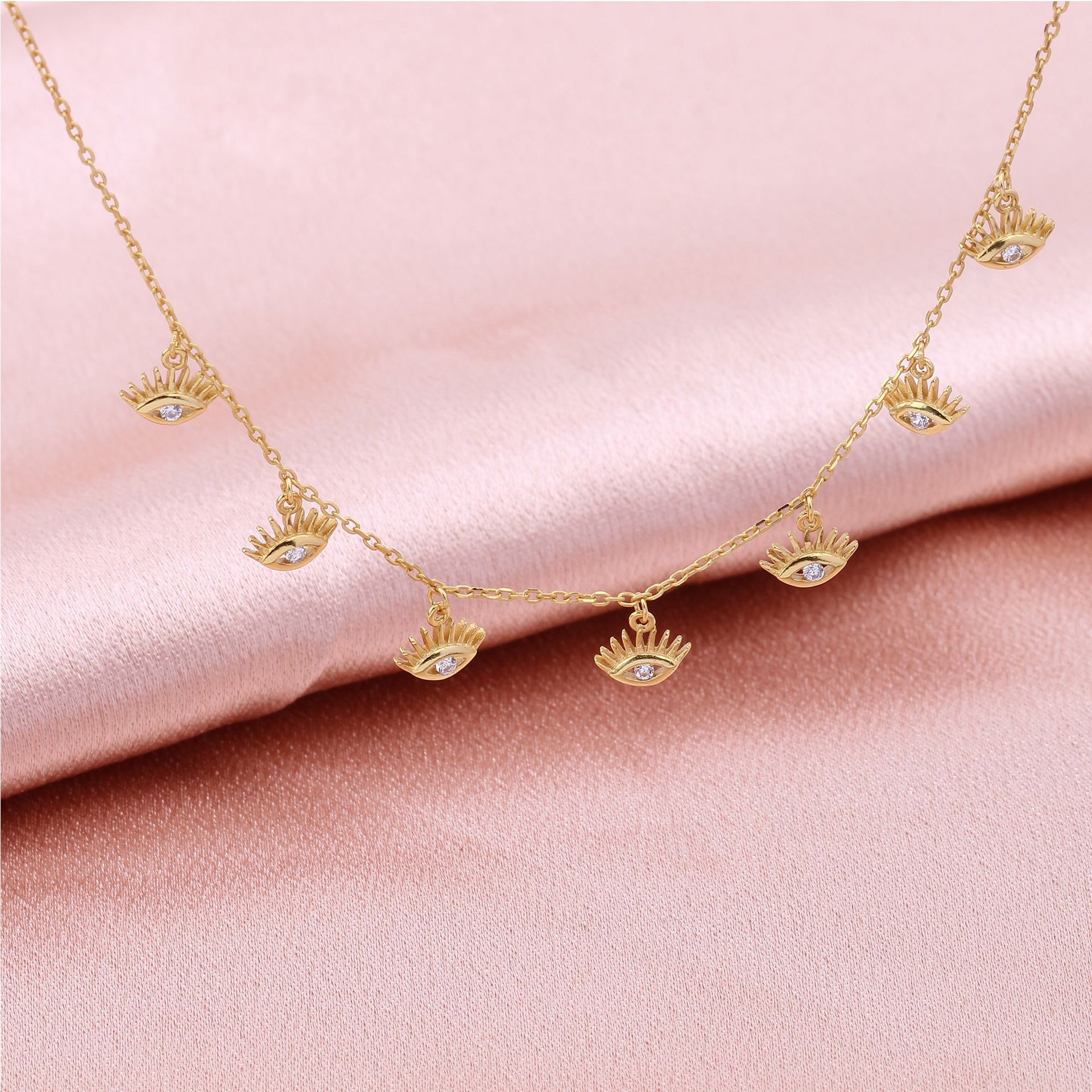 Simple Style Round Sterling Silver 18k Gold Plated Zircon Necklace In Bulk display picture 11
