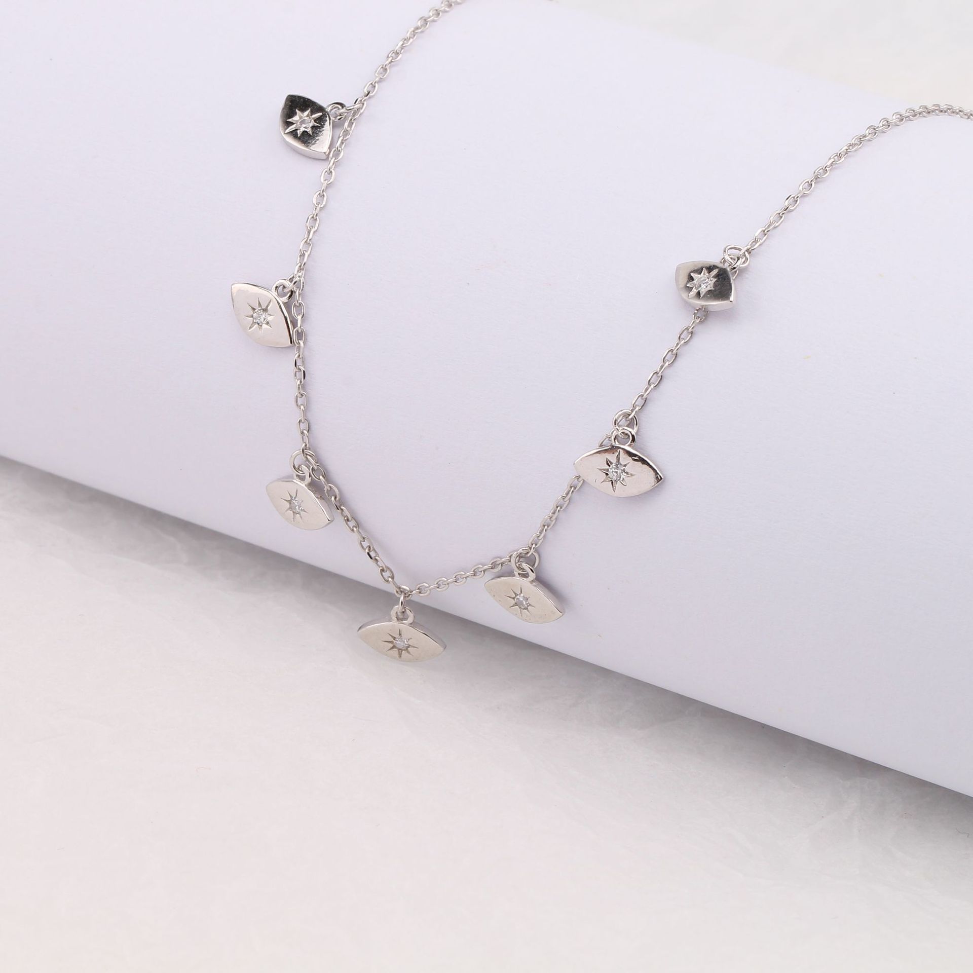 Simple Style Solid Color Sterling Silver 18k Gold Plated Zircon Necklace In Bulk display picture 8
