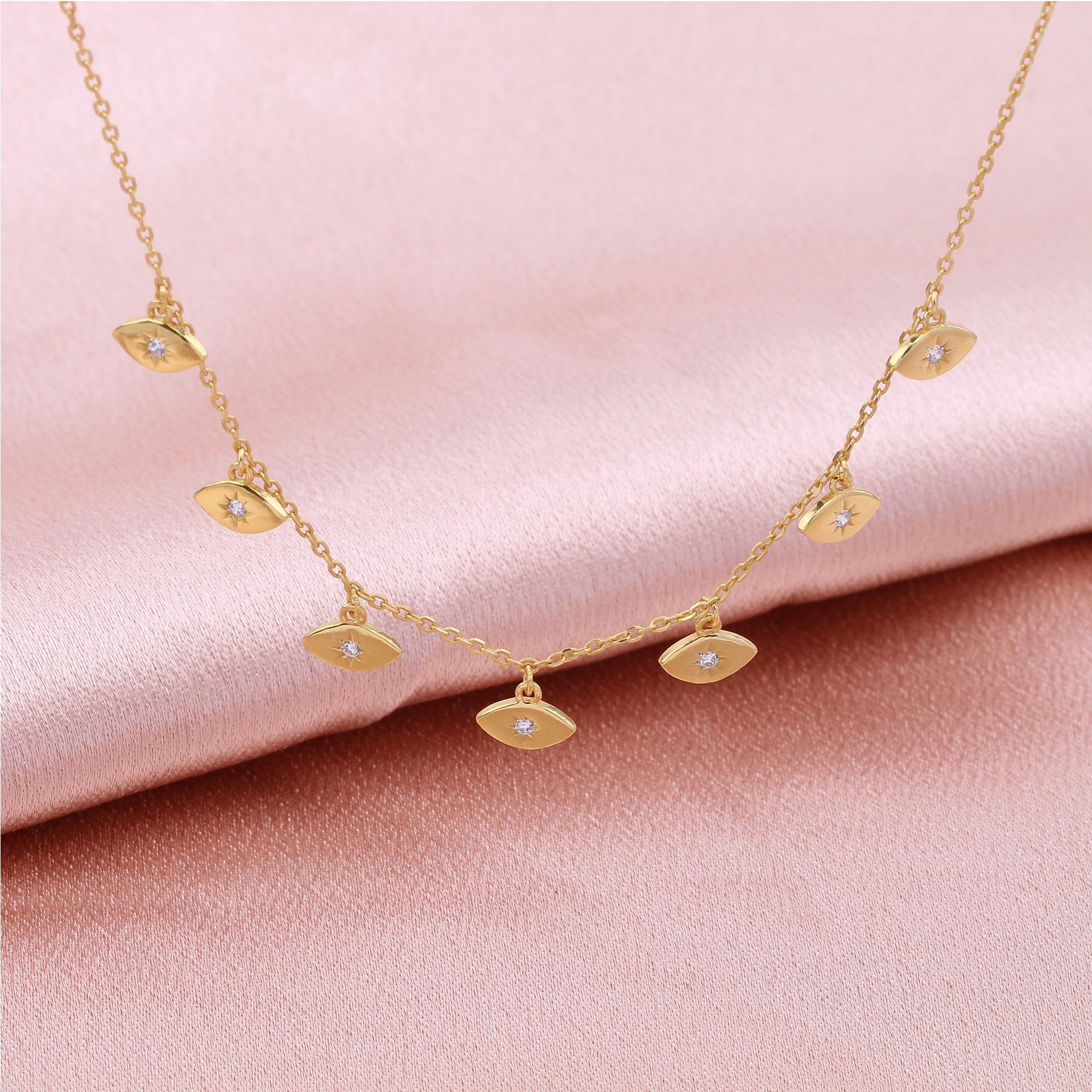 Simple Style Solid Color Sterling Silver 18k Gold Plated Zircon Necklace In Bulk display picture 9