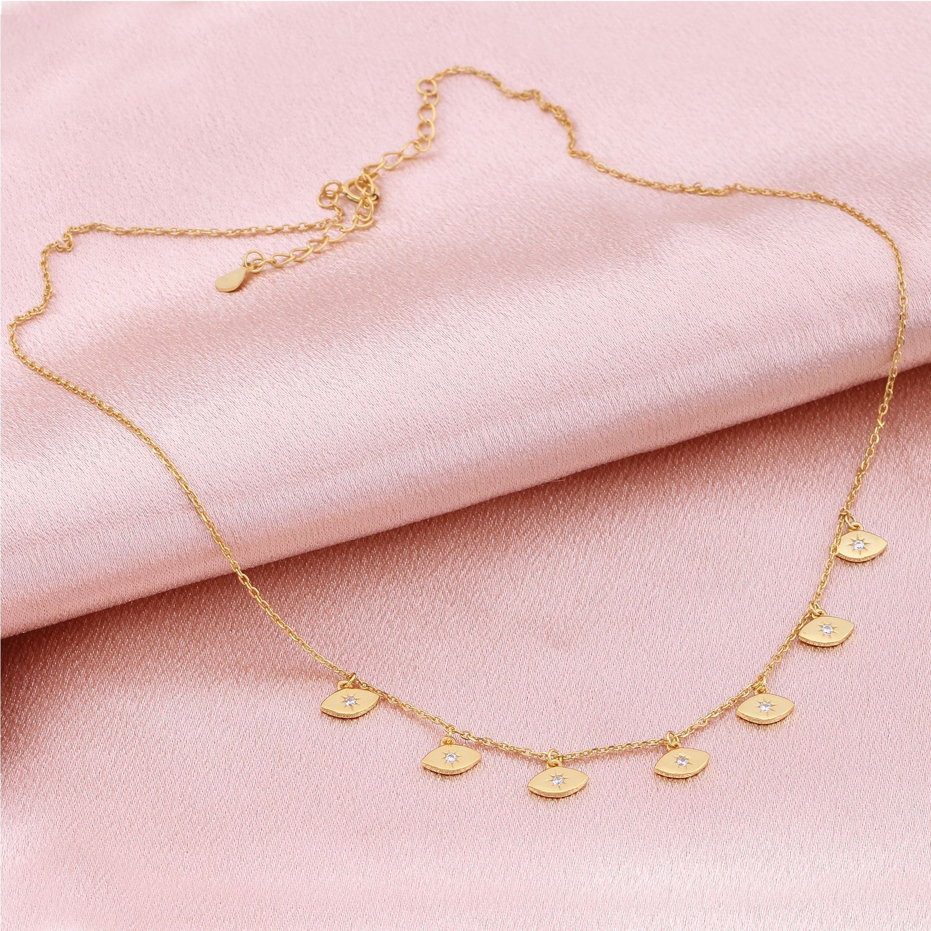 Simple Style Solid Color Sterling Silver 18k Gold Plated Zircon Necklace In Bulk display picture 11