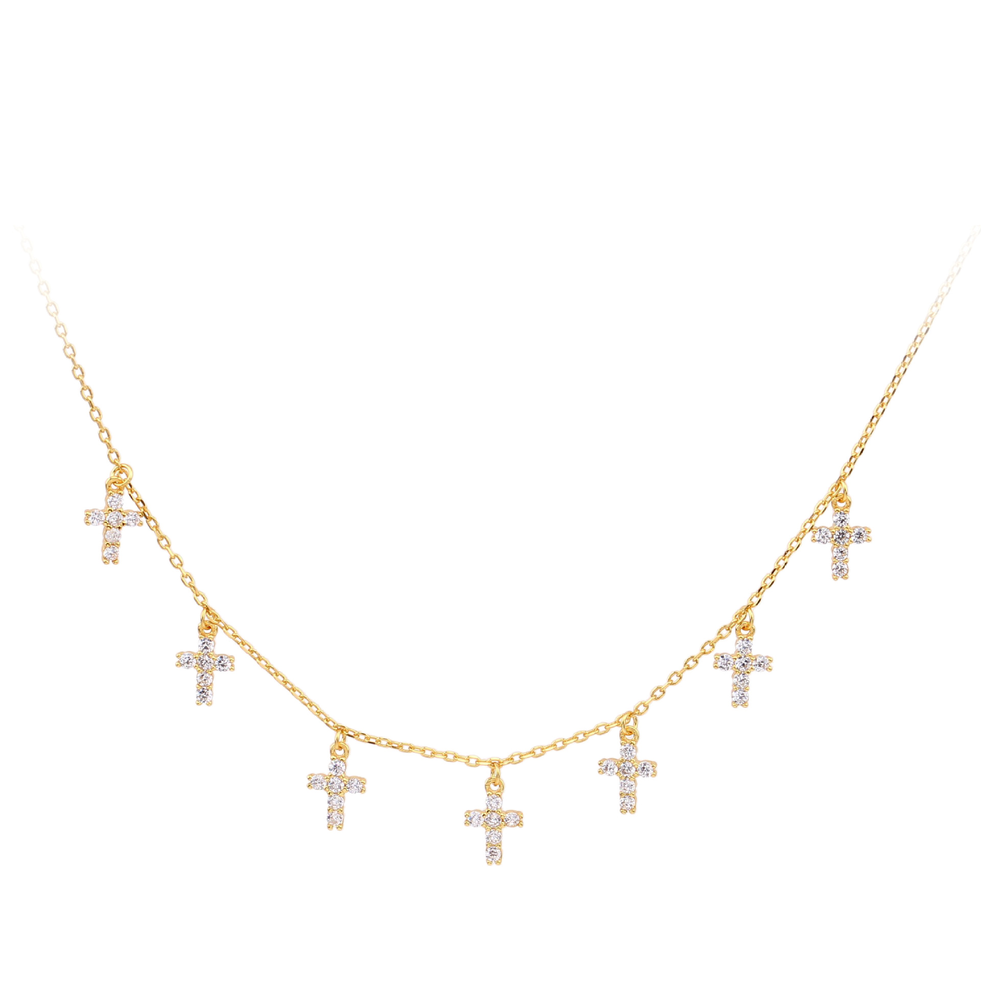 Simple Style Cross Sterling Silver 18k Gold Plated Zircon Necklace In Bulk display picture 1