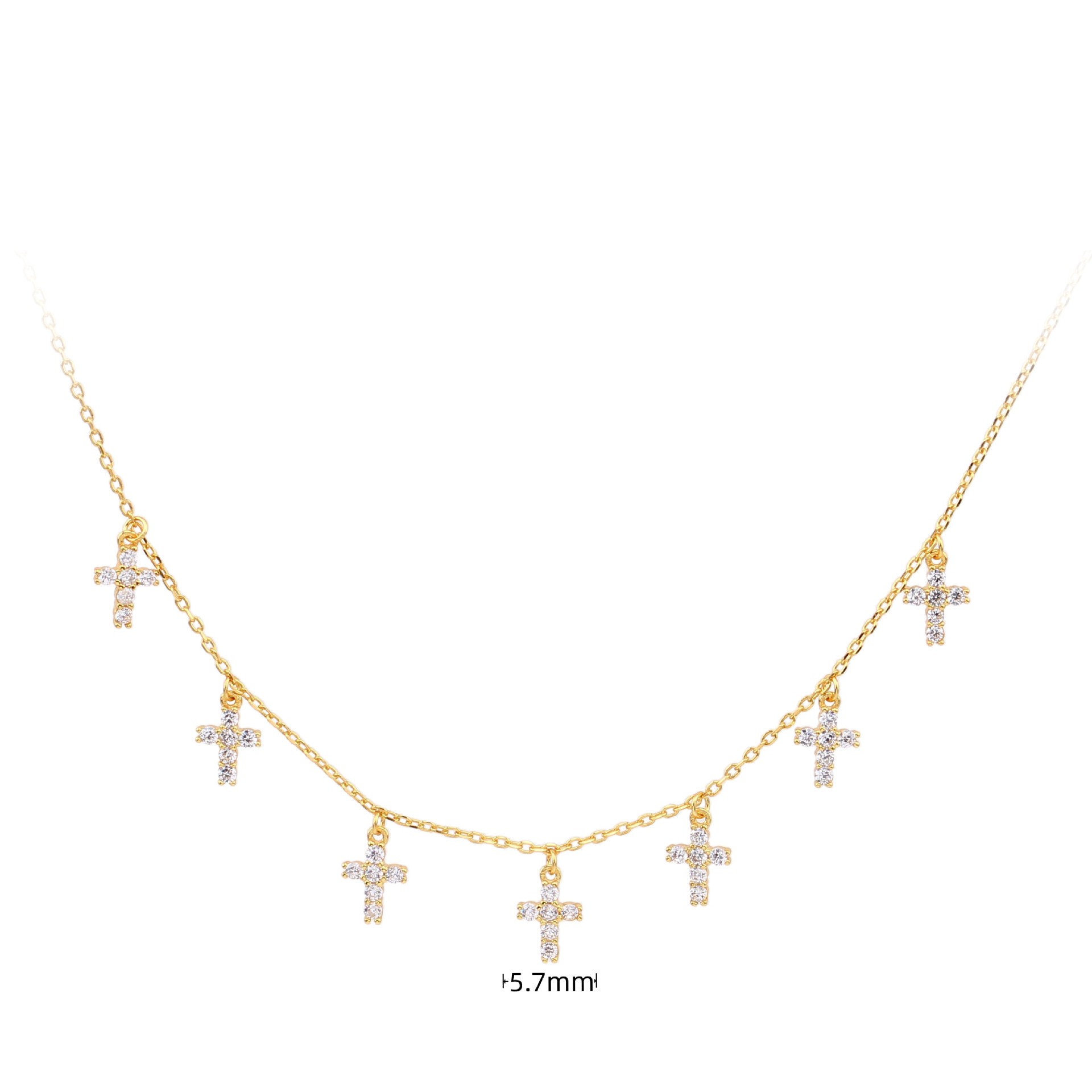 Simple Style Cross Sterling Silver 18k Gold Plated Zircon Necklace In Bulk display picture 2