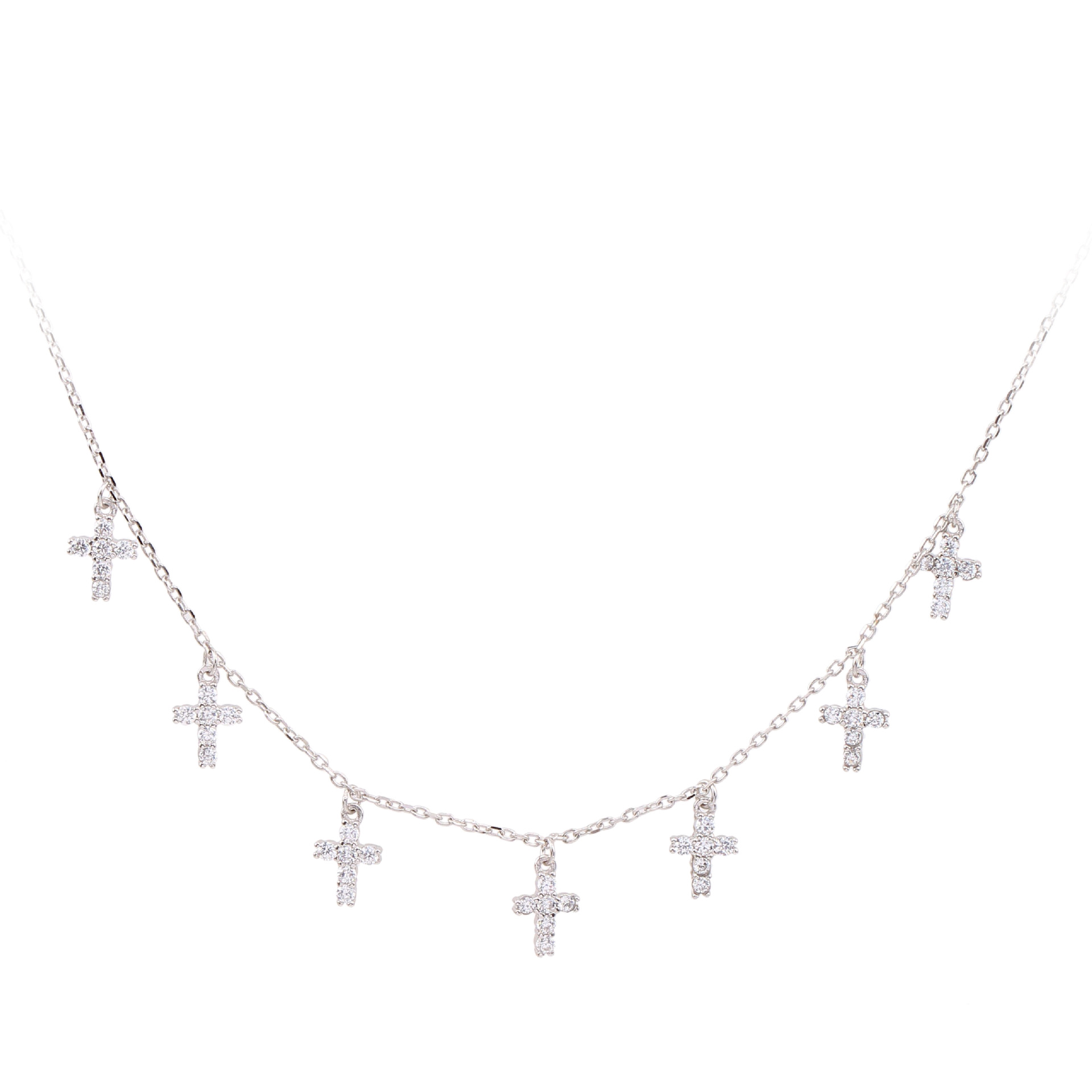 Simple Style Cross Sterling Silver 18k Gold Plated Zircon Necklace In Bulk display picture 3