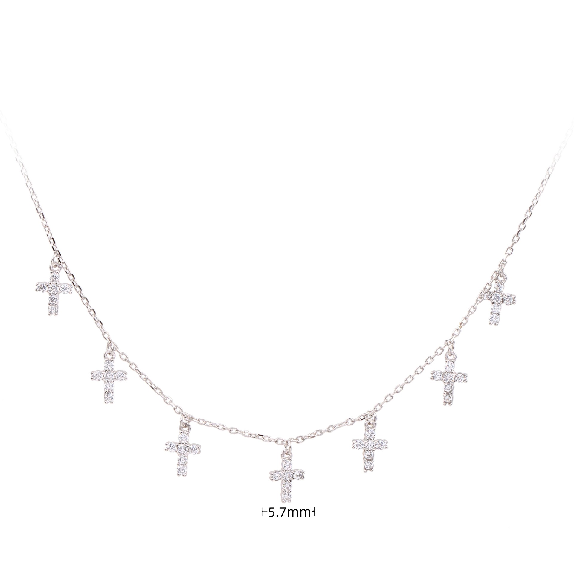 Simple Style Cross Sterling Silver 18k Gold Plated Zircon Necklace In Bulk display picture 4