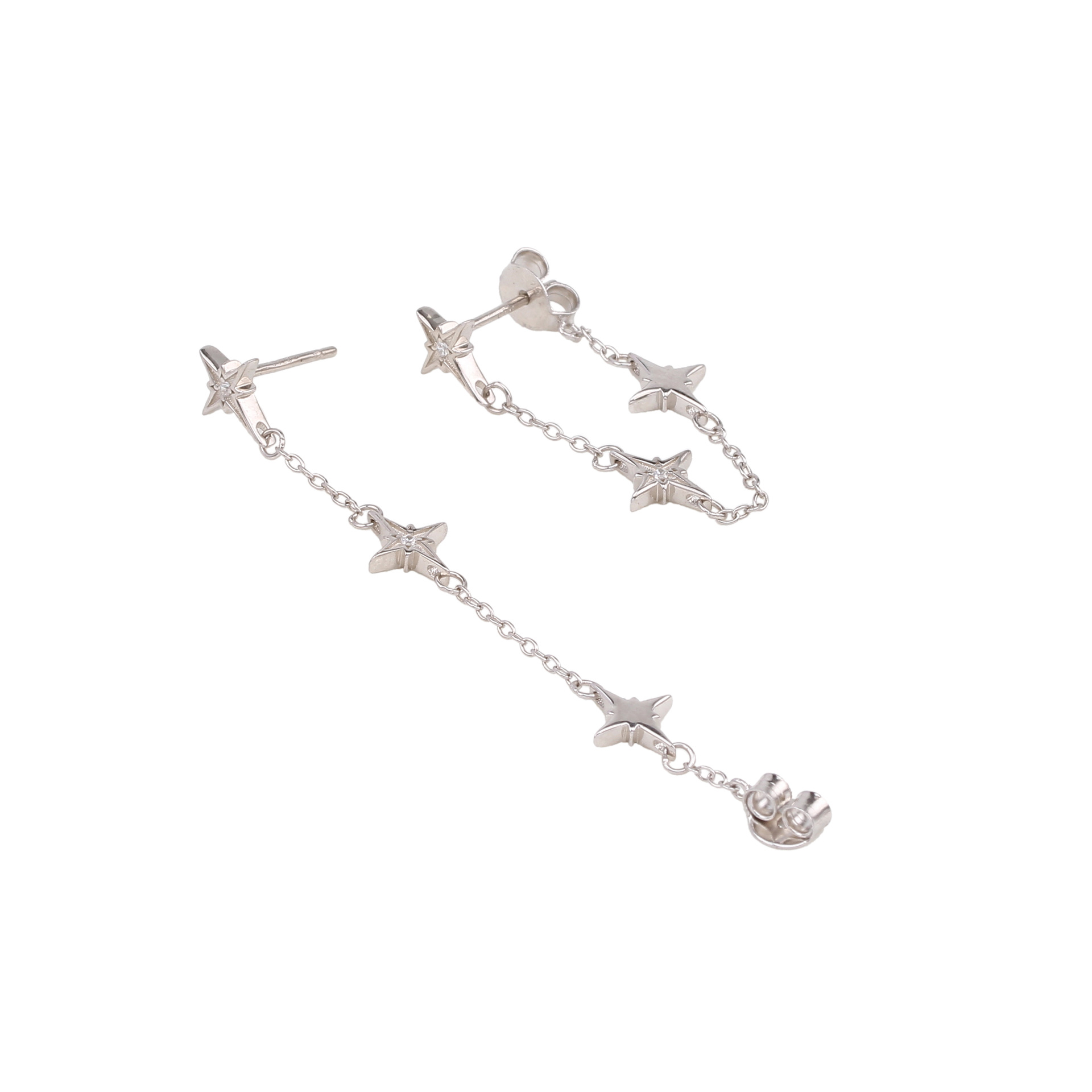 1 Paire Style Simple Star Placage Argent Sterling Plaqué Or 18k Boucles D'oreilles display picture 3