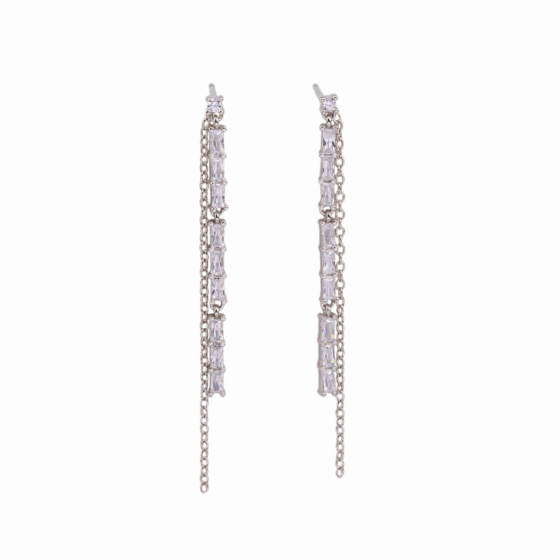 1 Pair Elegant Solid Color Inlay Sterling Silver Gem Drop Earrings display picture 3