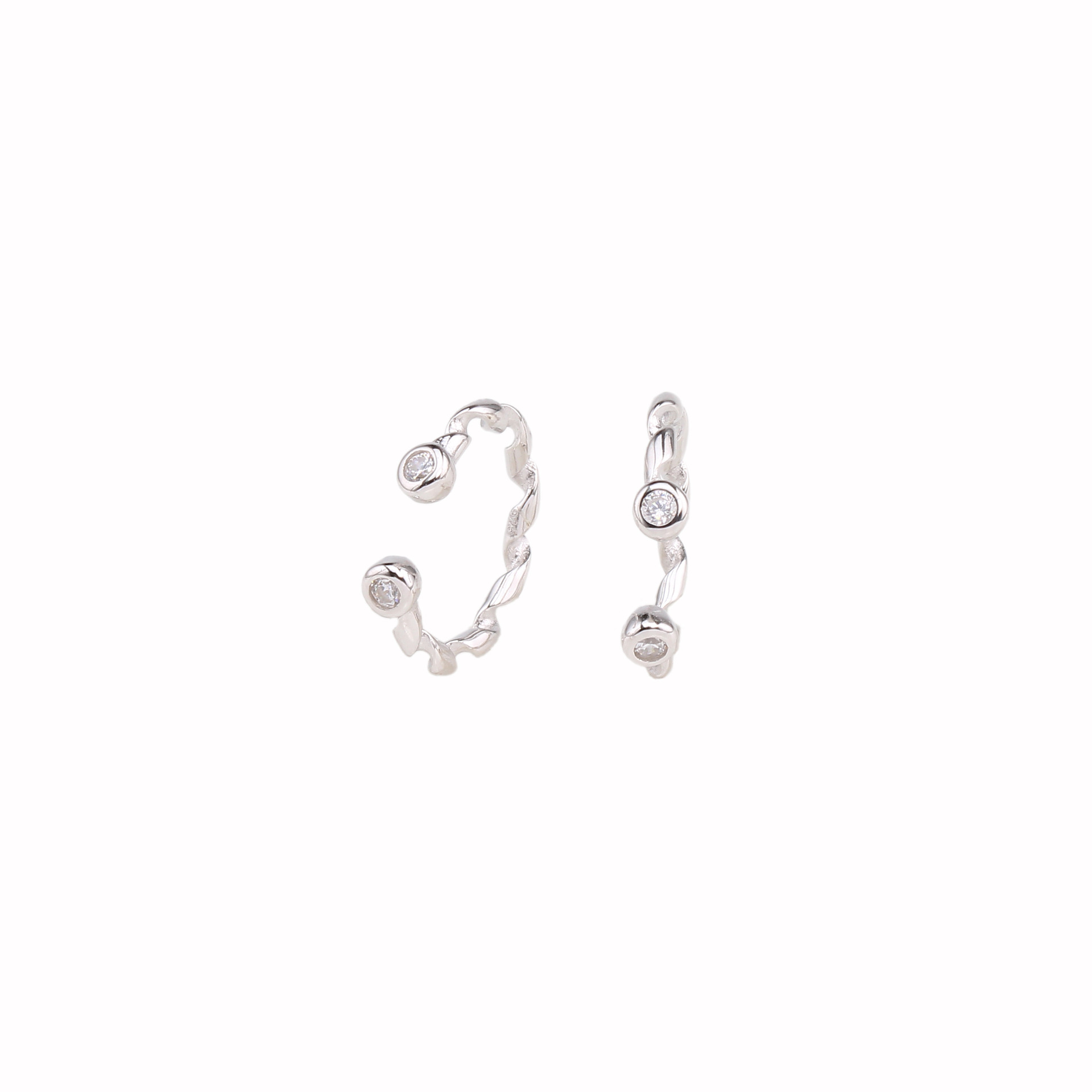 1 Paire Style Simple Couleur Unie Incruster Argent Sterling Gemme Des Boucles D'oreilles display picture 3