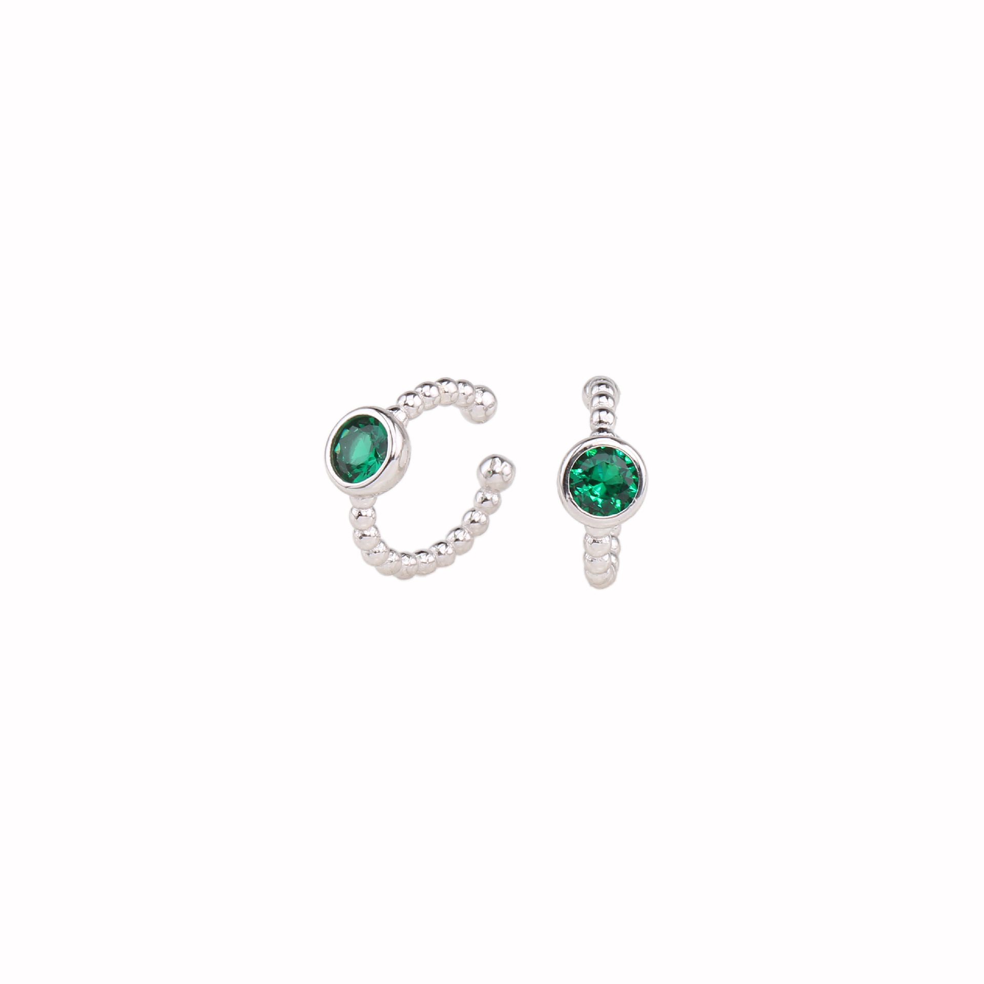 1 Pair Simple Style Round Inlay Sterling Silver Gem Earrings display picture 3
