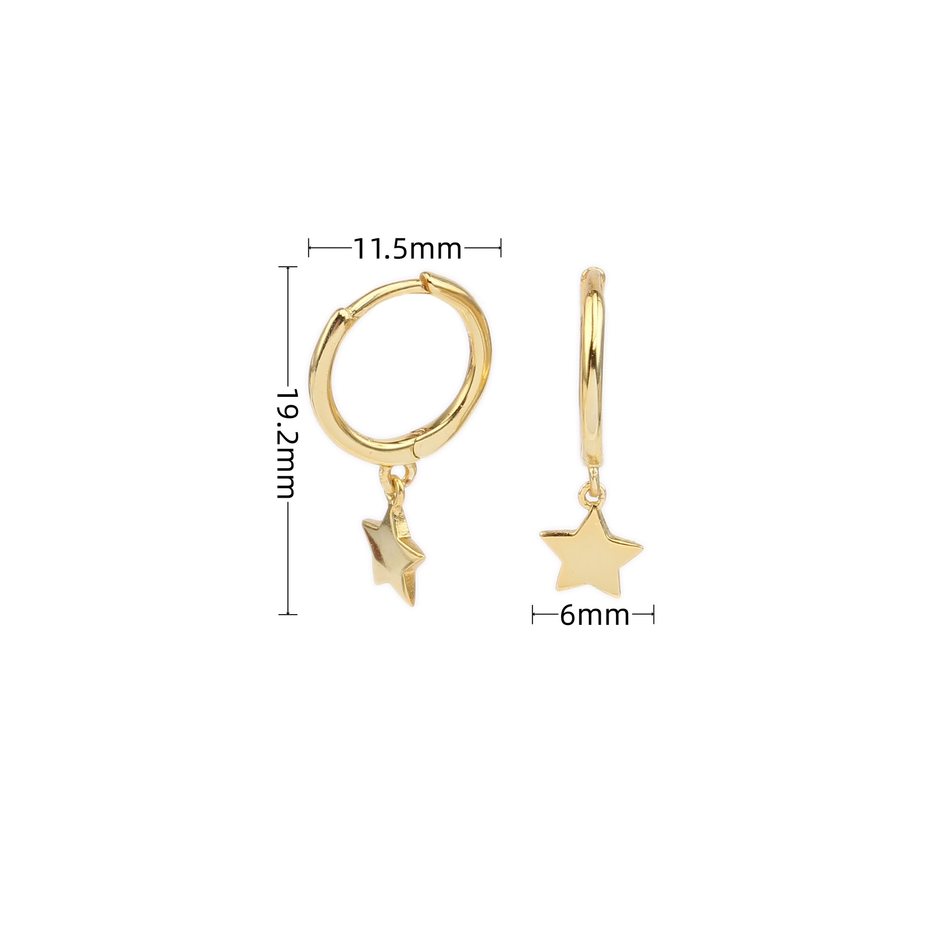 1 Pair Simple Style Star Plating Sterling Silver 18k Gold Plated Drop Earrings display picture 1