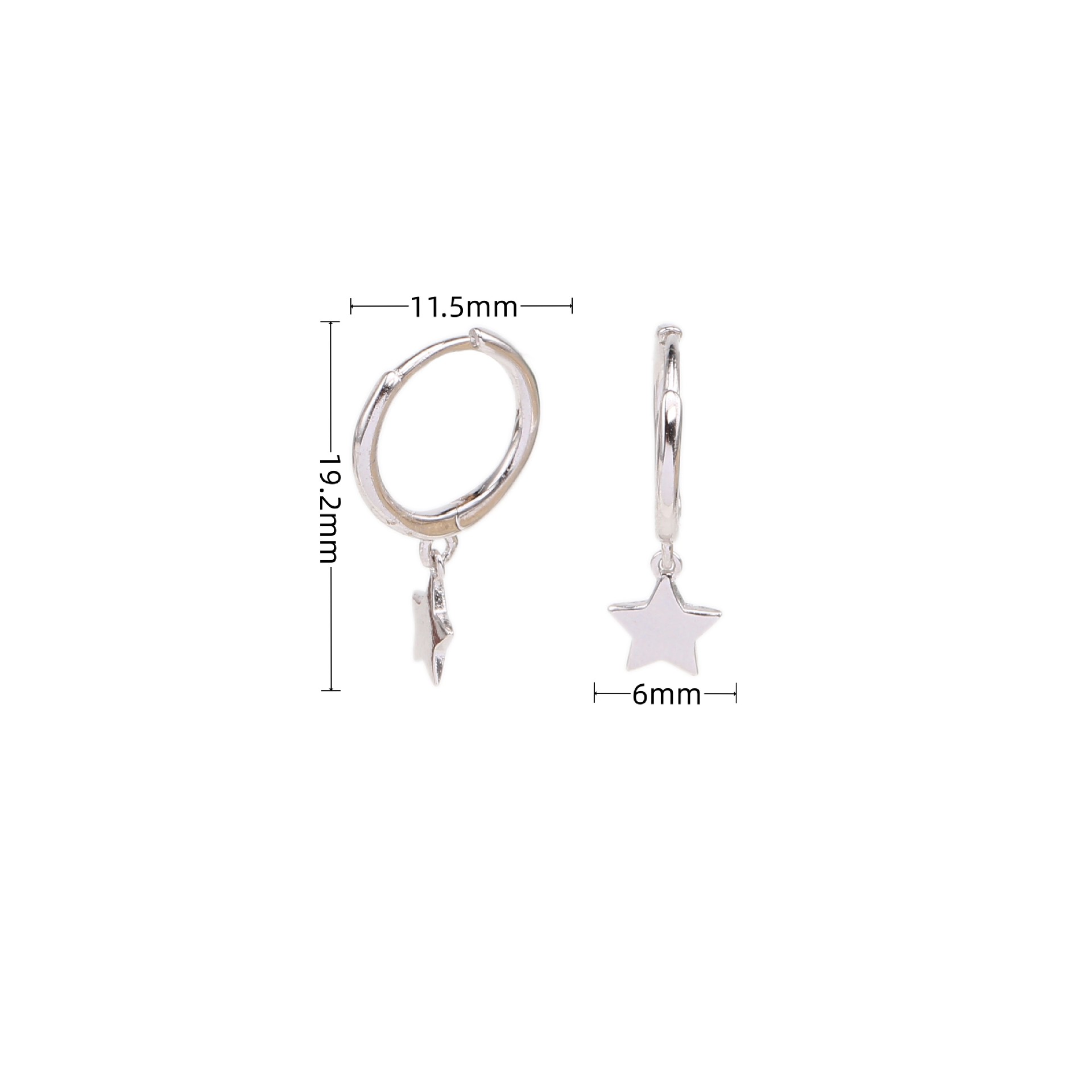 1 Pair Simple Style Star Plating Sterling Silver 18k Gold Plated Drop Earrings display picture 3