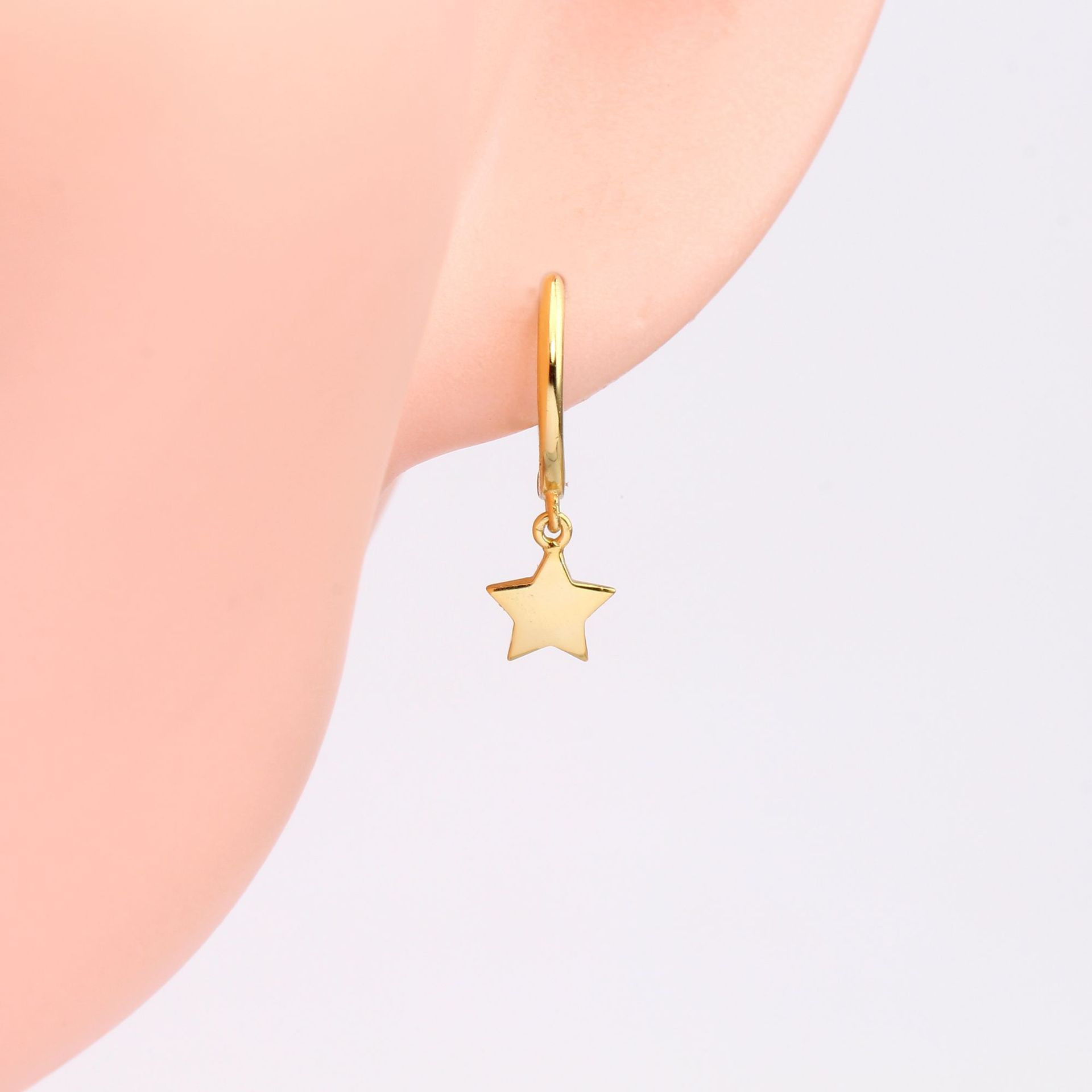 1 Pair Simple Style Star Plating Sterling Silver 18k Gold Plated Drop Earrings display picture 4