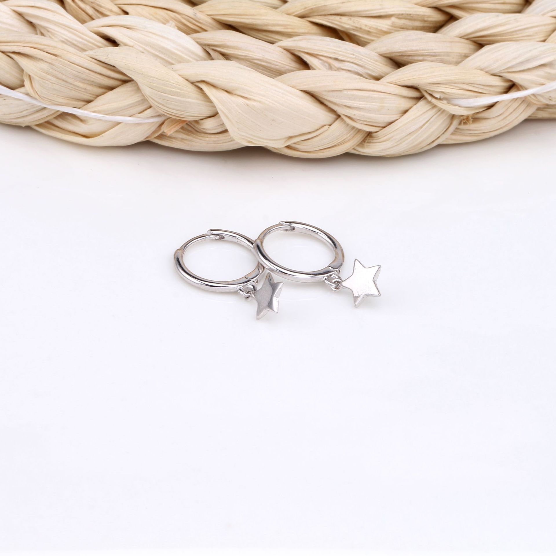 1 Pair Simple Style Star Plating Sterling Silver 18k Gold Plated Drop Earrings display picture 7