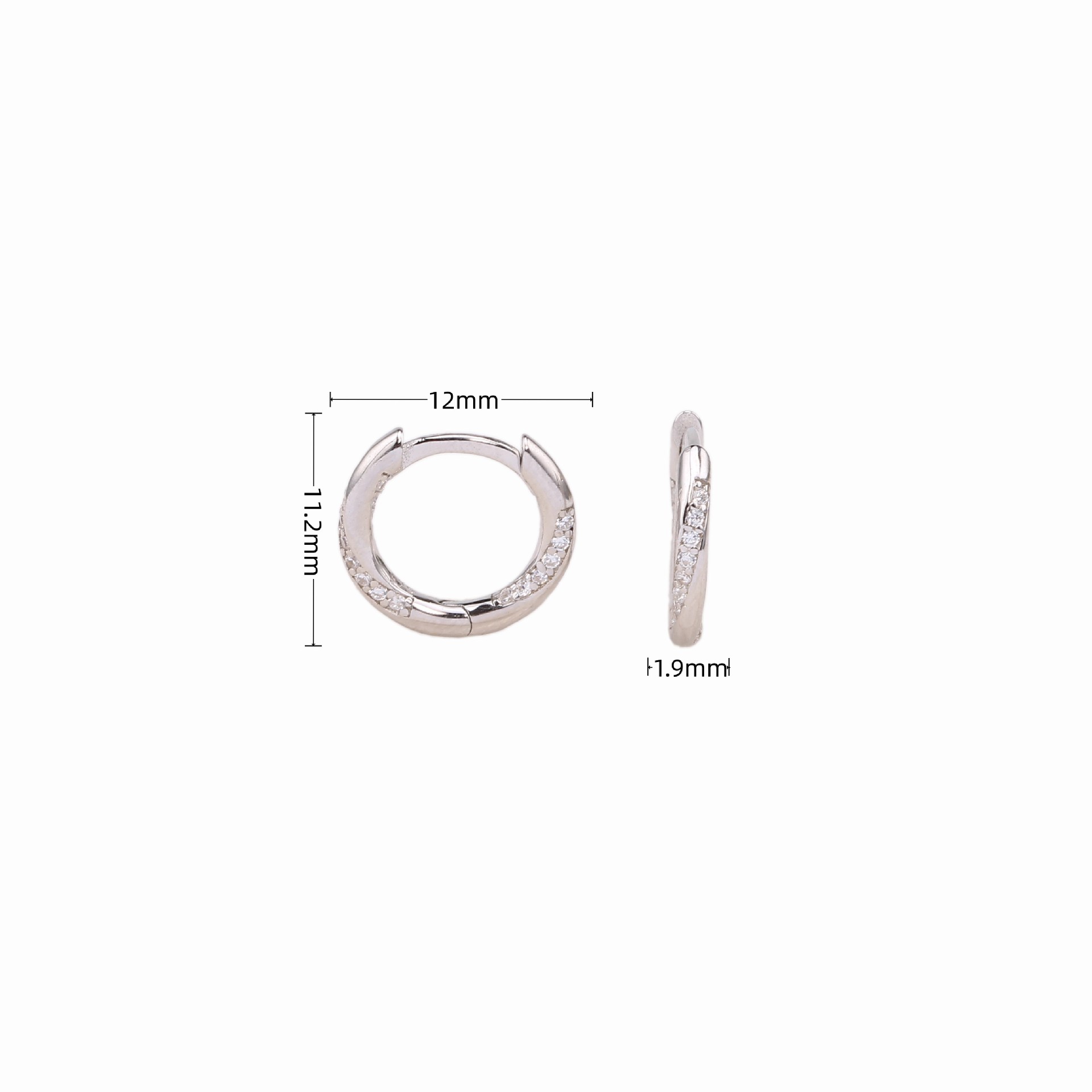 1 Paar Einfacher Stil Einfarbig Inlay Sterling Silber Zirkon Ohrringe display picture 3