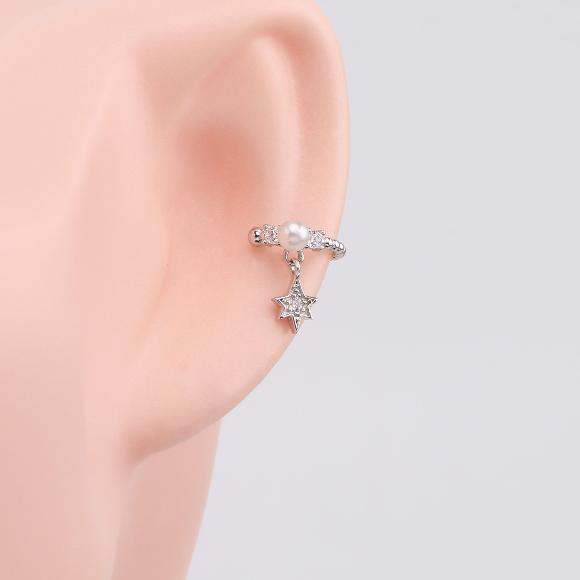 1 Pair Simple Style Star Inlay Sterling Silver Zircon Drop Earrings display picture 6