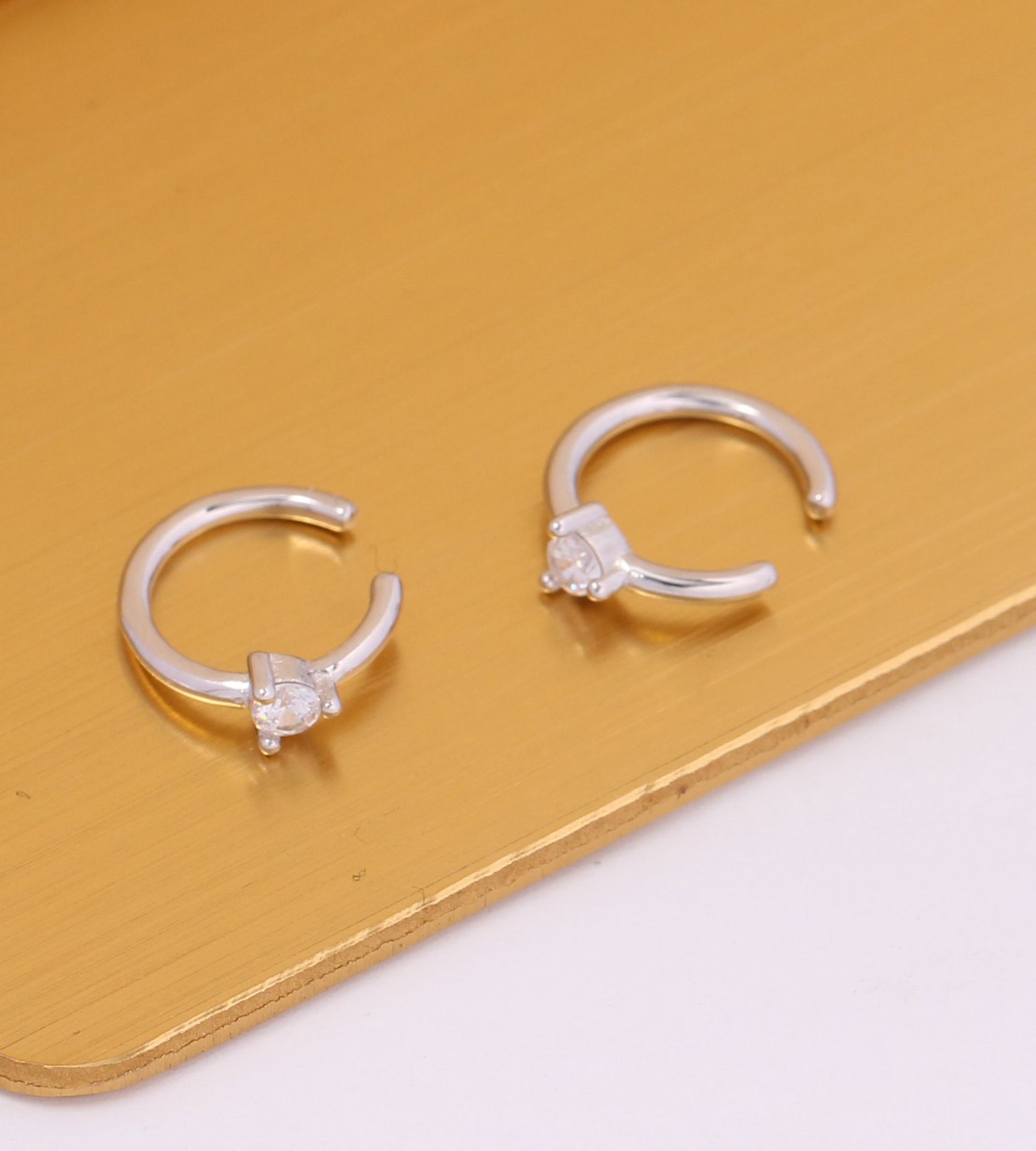 1 Pair Vintage Style U Shape Plating Inlay Sterling Silver Zircon White Gold Plated Gold Plated Hoop Earrings display picture 5