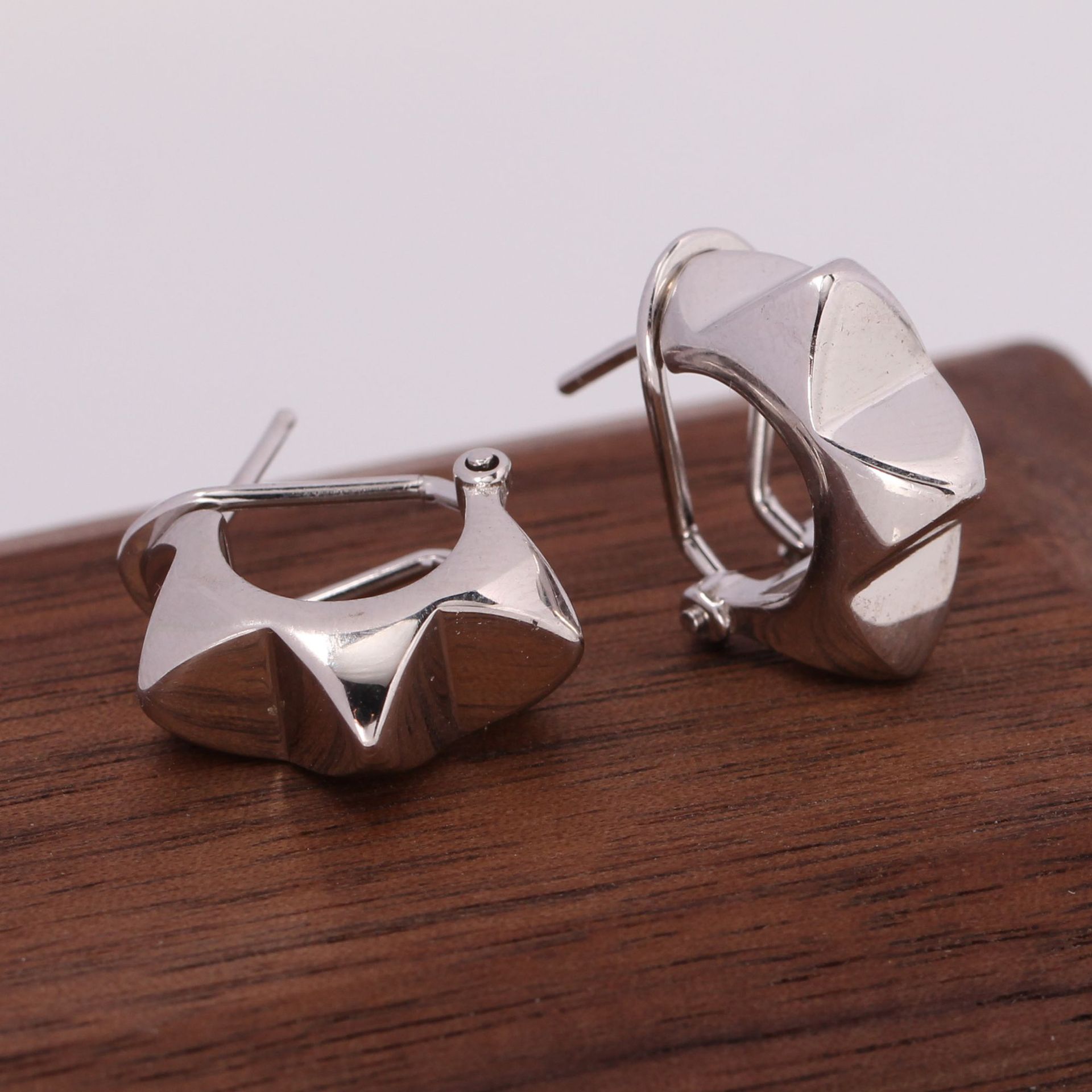 1 Pair Vintage Style Star Plating Sterling Silver White Gold Plated Gold Plated Hoop Earrings display picture 6