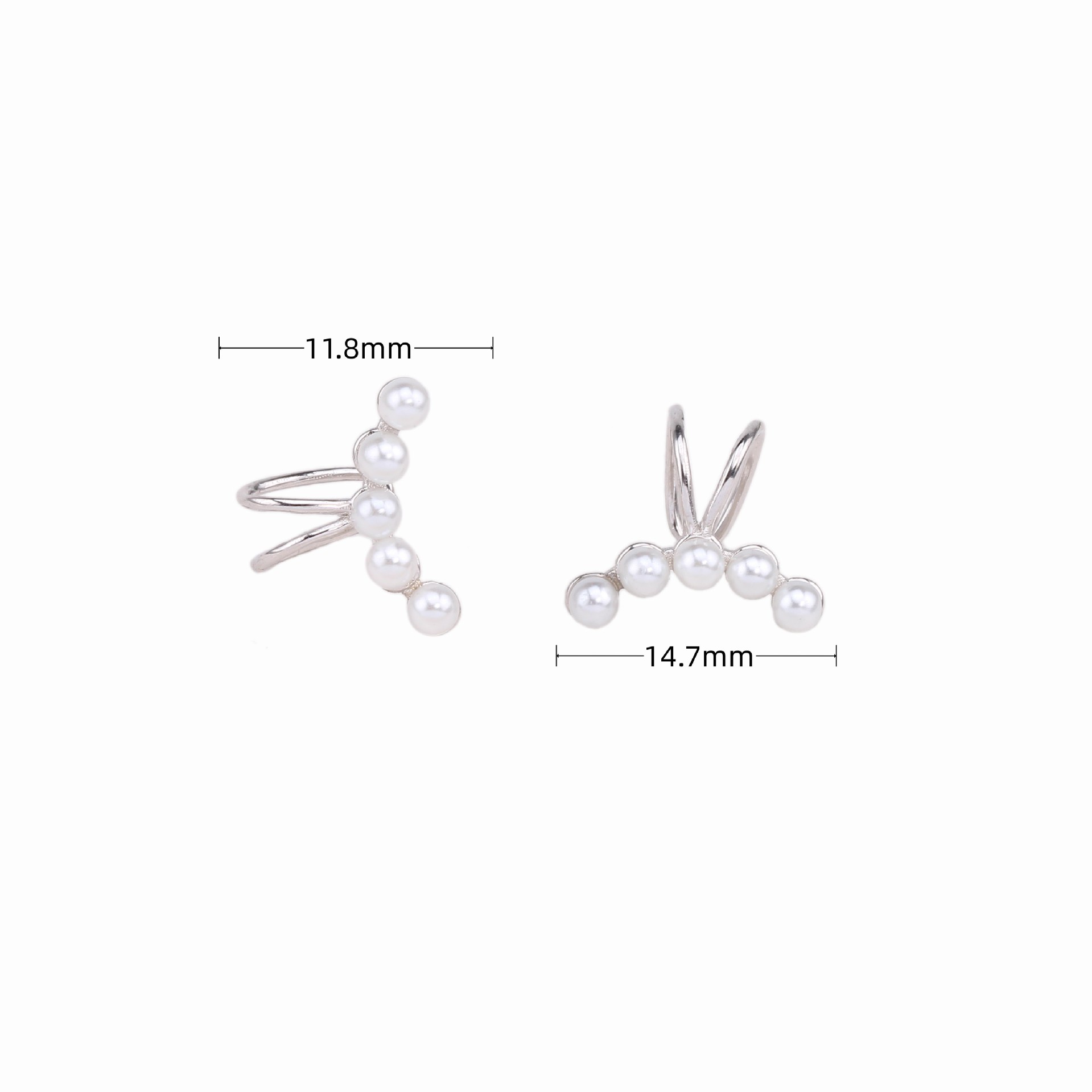 1 Pair Simple Style Bunny Ears Solid Color Plating Inlay Sterling Silver Pearl White Gold Plated Gold Plated Ear Cuffs display picture 6