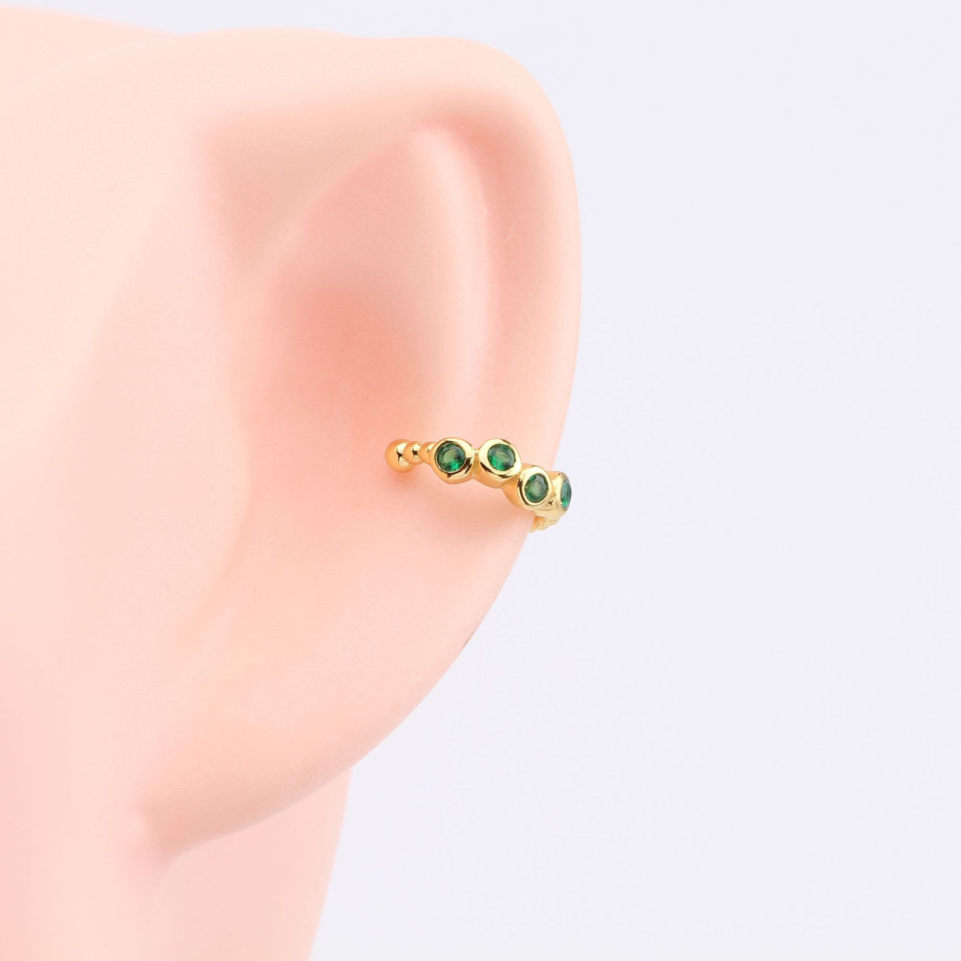 1 Pair Retro Color Block Plating Inlay Sterling Silver Zircon White Gold Plated Gold Plated Ear Cuffs display picture 5