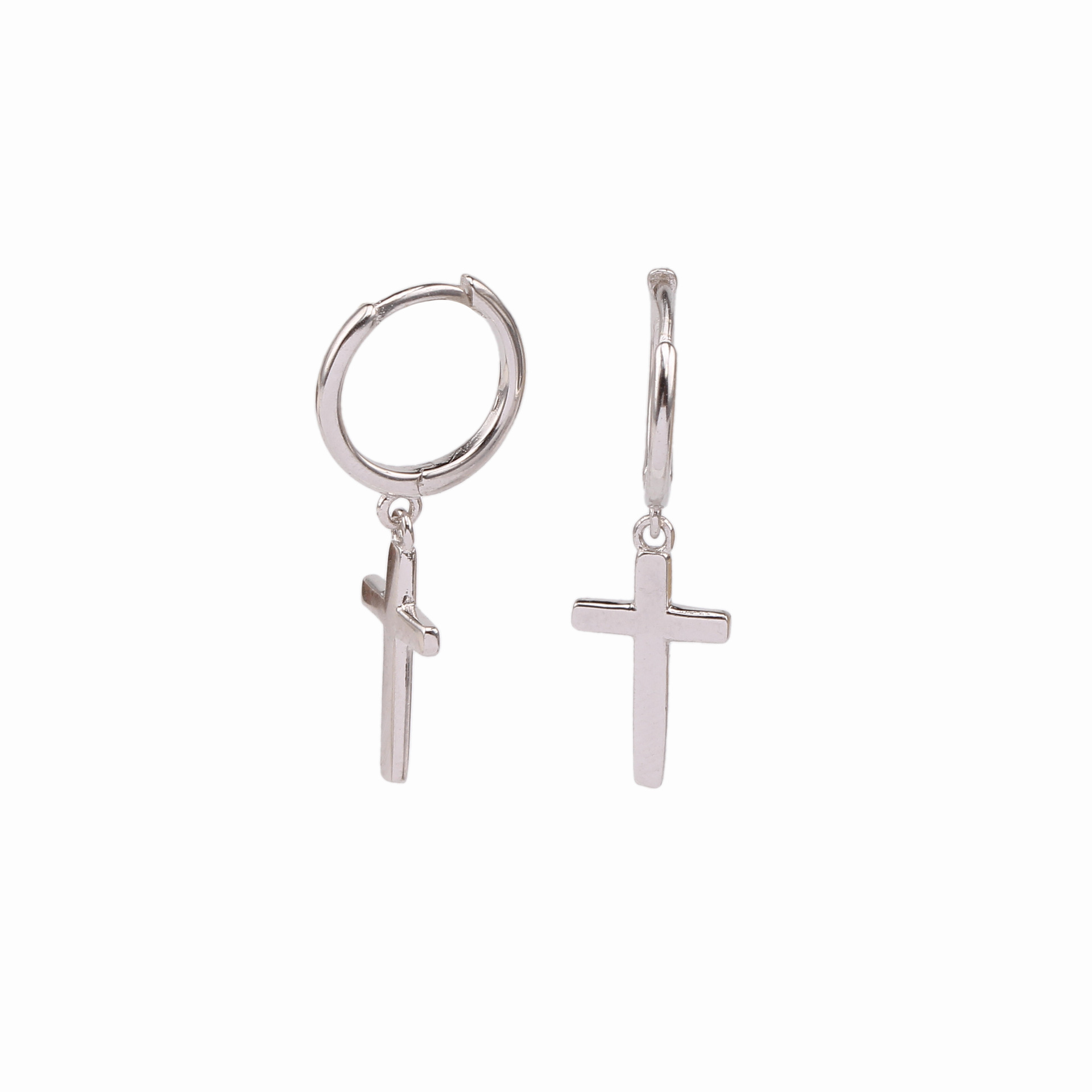 1 Pair Vintage Style Cross Plating Sterling Silver White Gold Plated Gold Plated Drop Earrings display picture 2